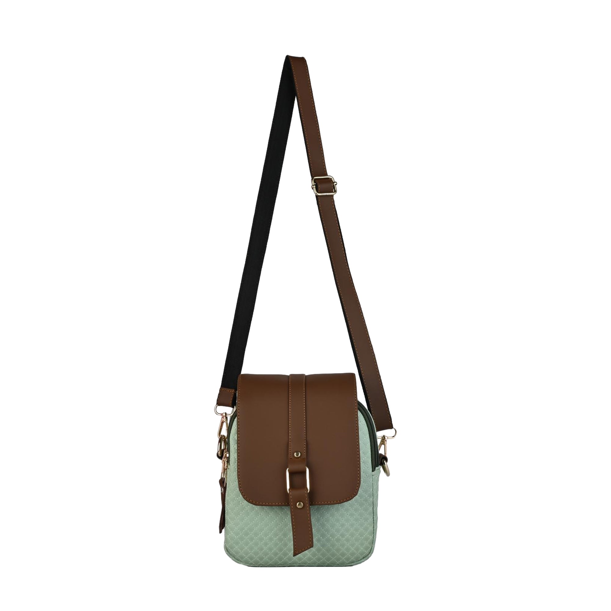 Julia Two-Tone Patterned Sling Bag with Brown Flap
