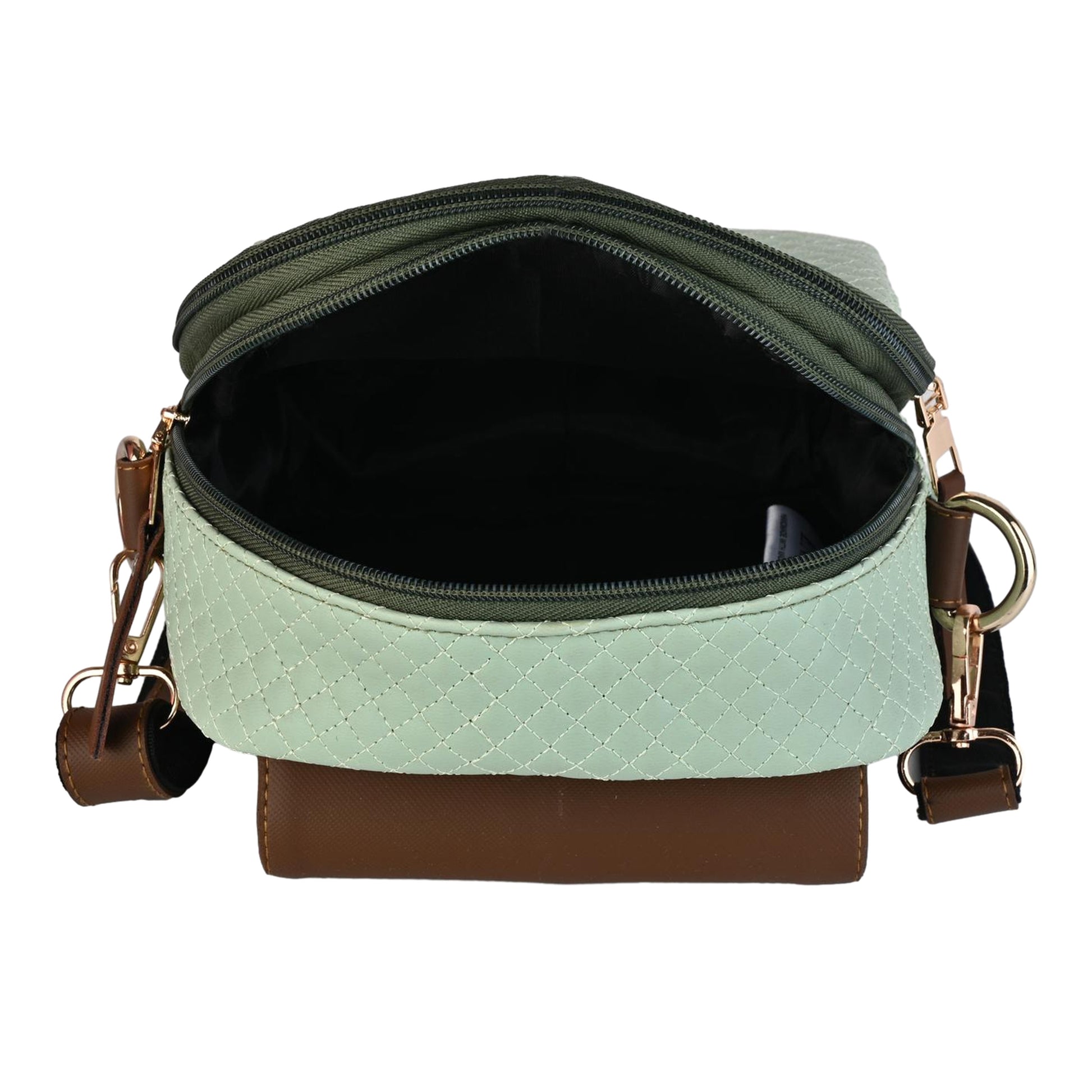 Julia Two-Tone Patterned Sling Bag with Brown Flap