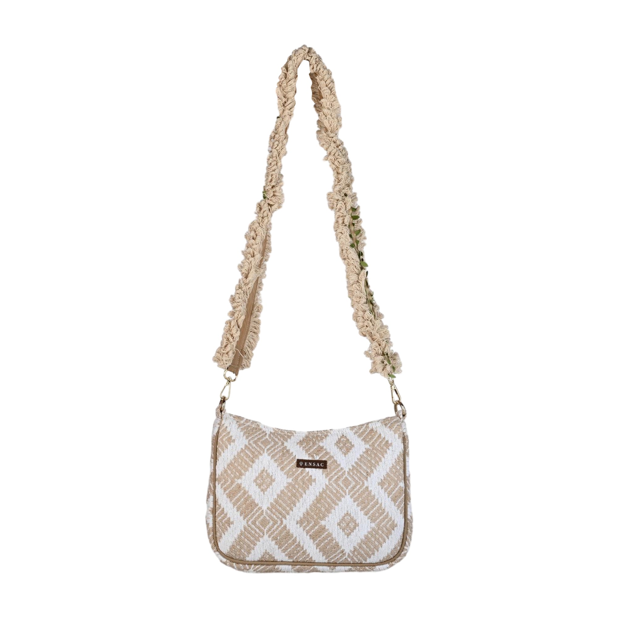 Handcrafted Woven Sling Bag with Tassel Strap