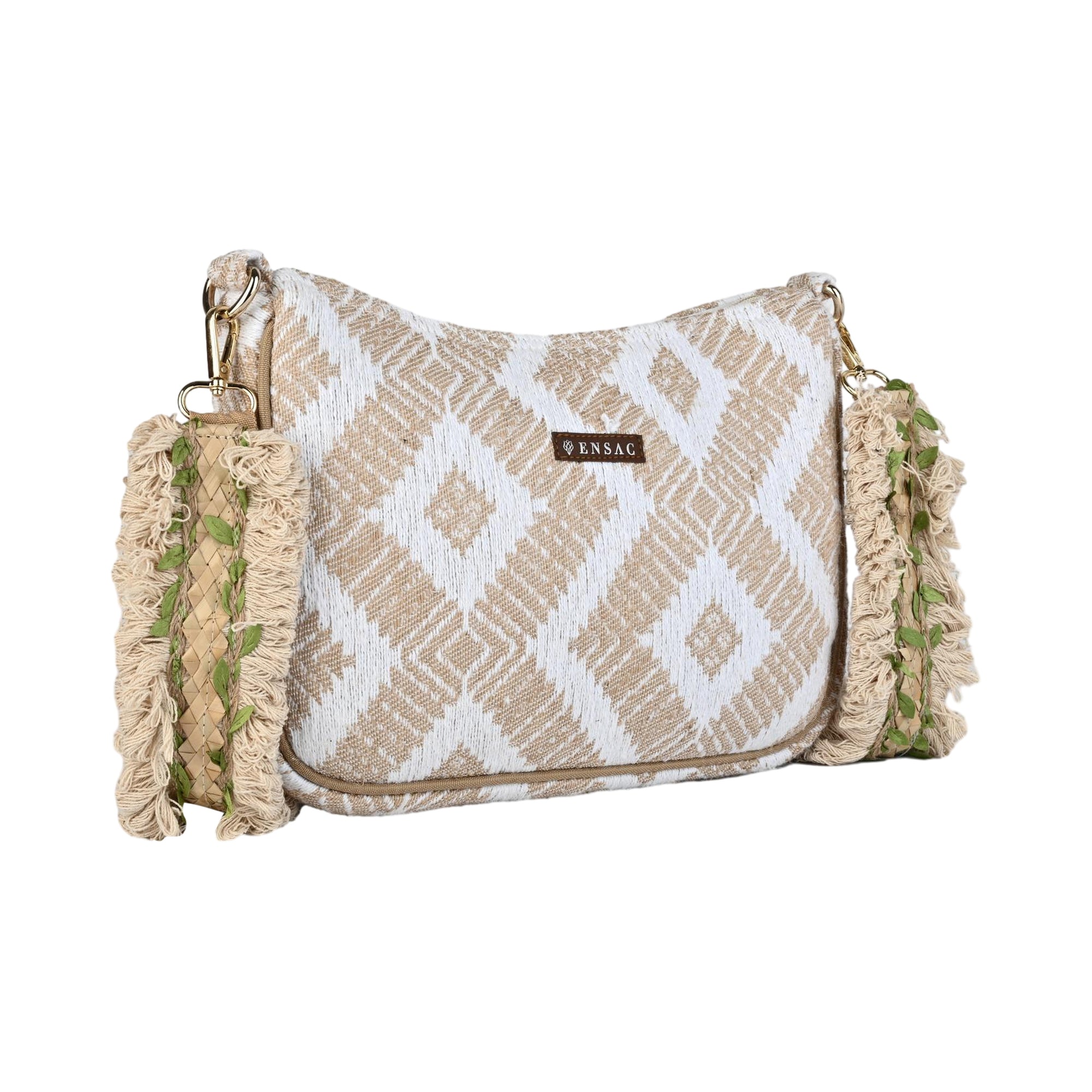 Handcrafted Woven Sling Bag with Tassel Strap