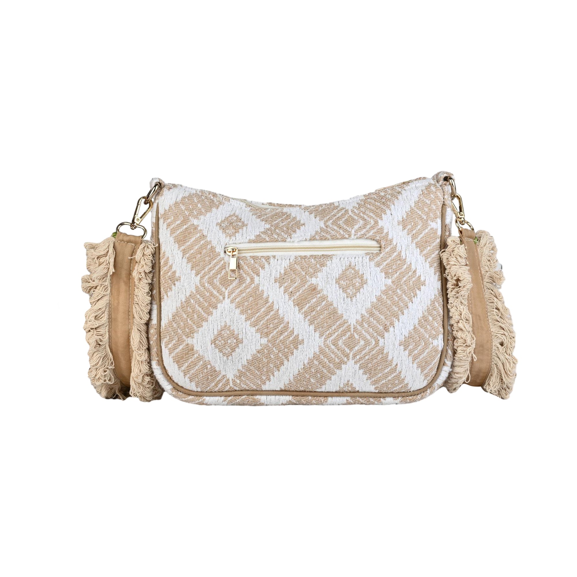Handcrafted Woven Sling Bag with Tassel Strap
