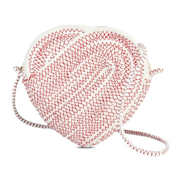 ENSAC  White & Red Heart-Shaped Jute Rope Sling Bag for Women ensacworld
