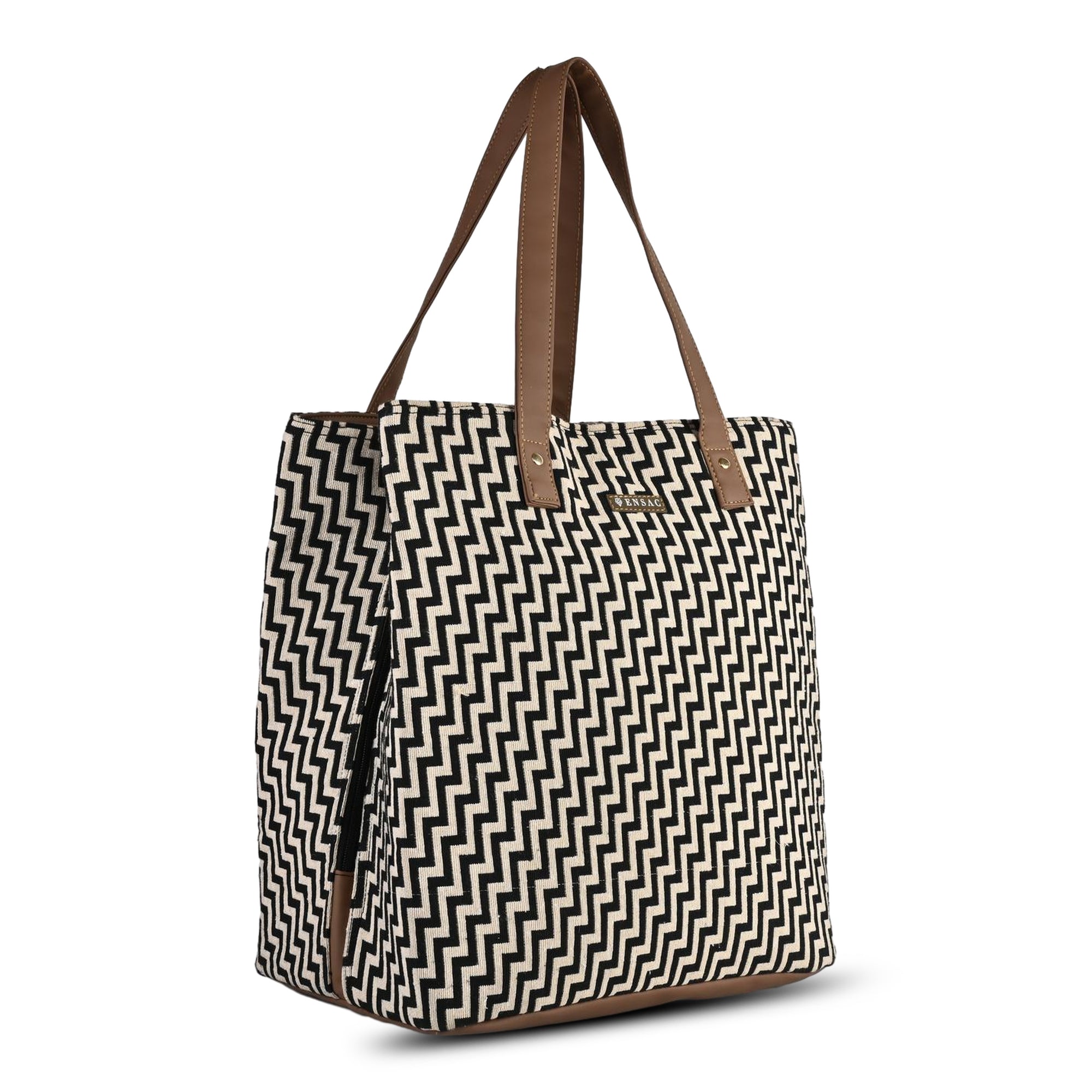 Black & White Chevron Tote Bag for Women