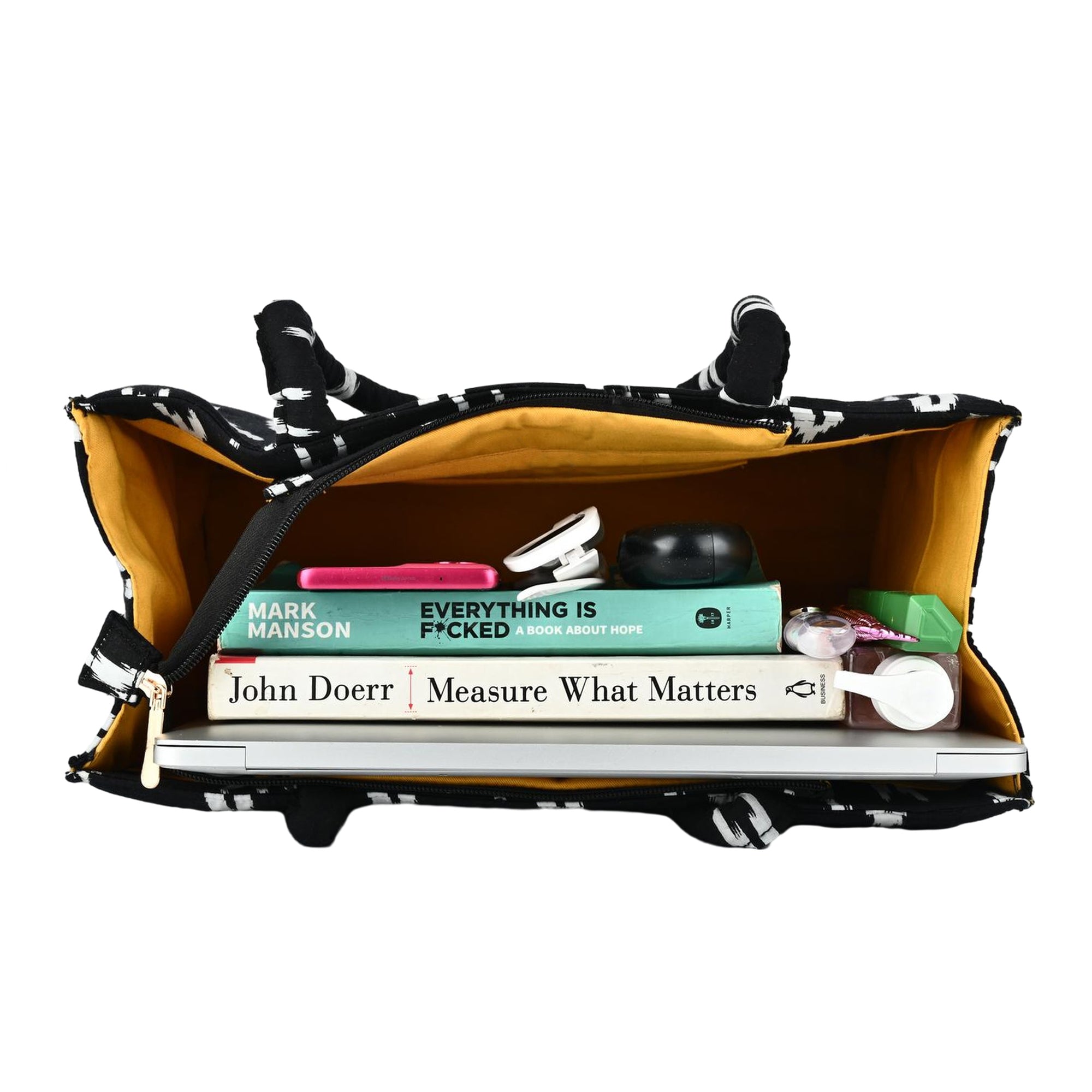 ENSAC Black Shadow Small Printed Tote Bag – Compact, Stylish & Everyday Use