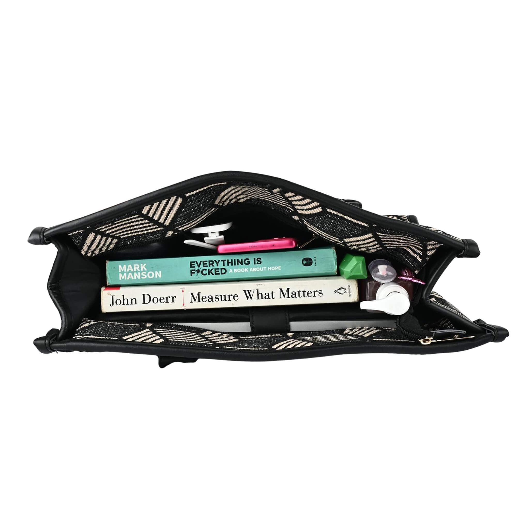 ENSAC BossLady Black Diamond Printed Tote Bag – Stylish & Spacious Everyday Tote