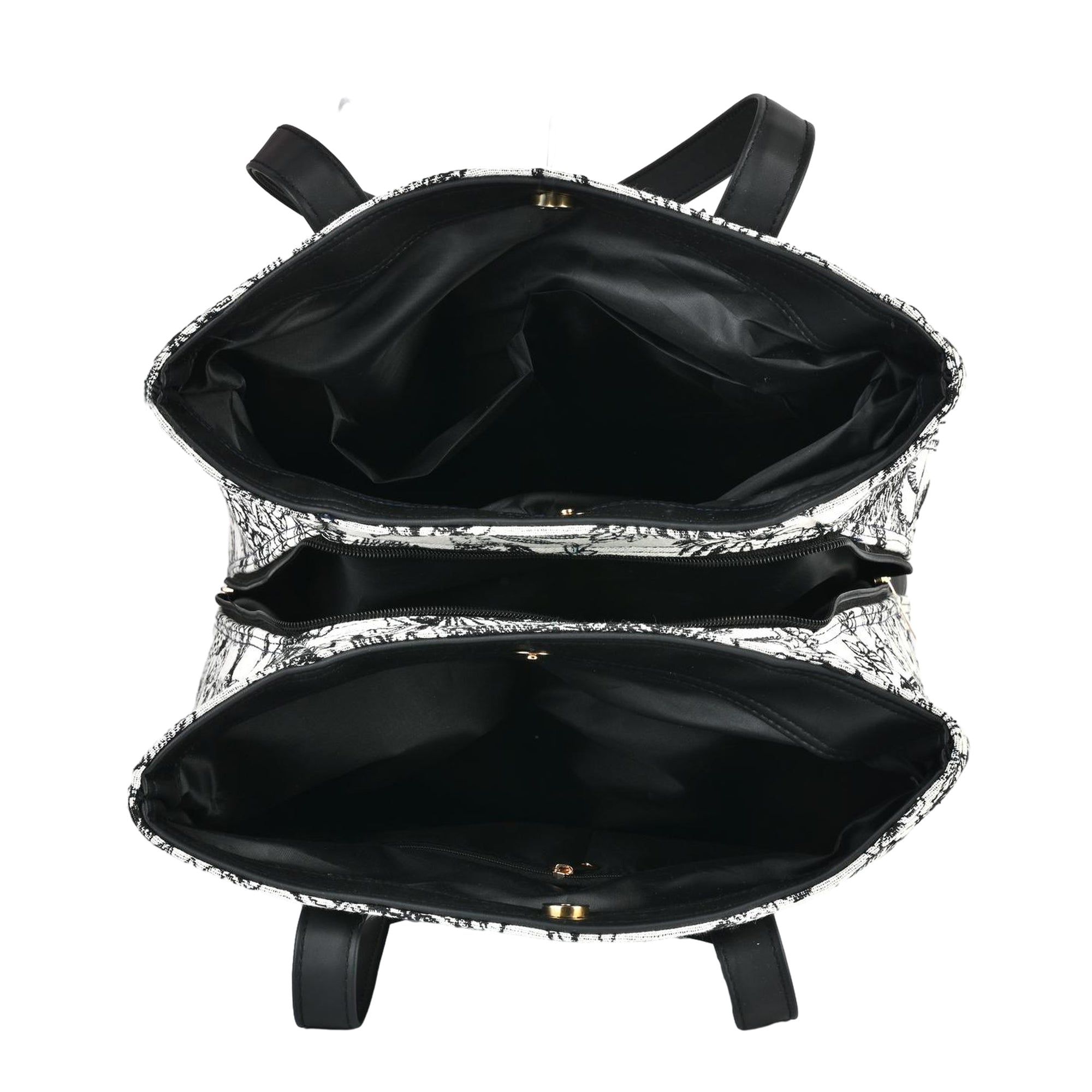 Black & White Illustrated Print Tote Bag for Women