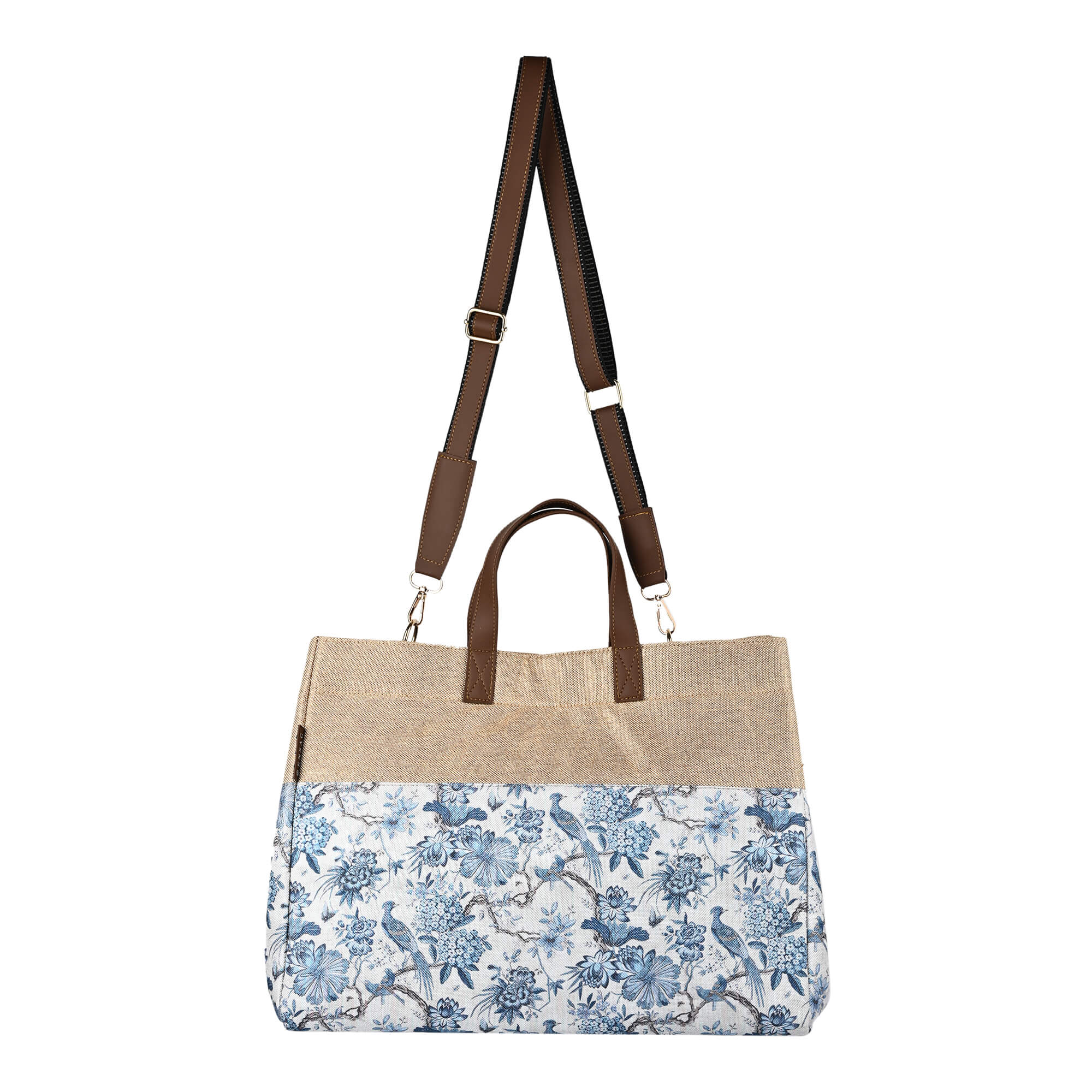 Baggy Bird Blue Premium Canvas Sling Bag with Jute Texture