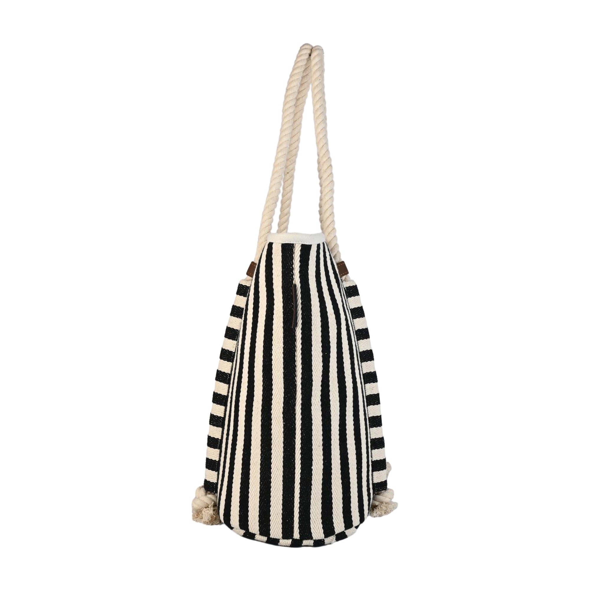 Nautical Striped Canvas Tote Bag with Rope Handles