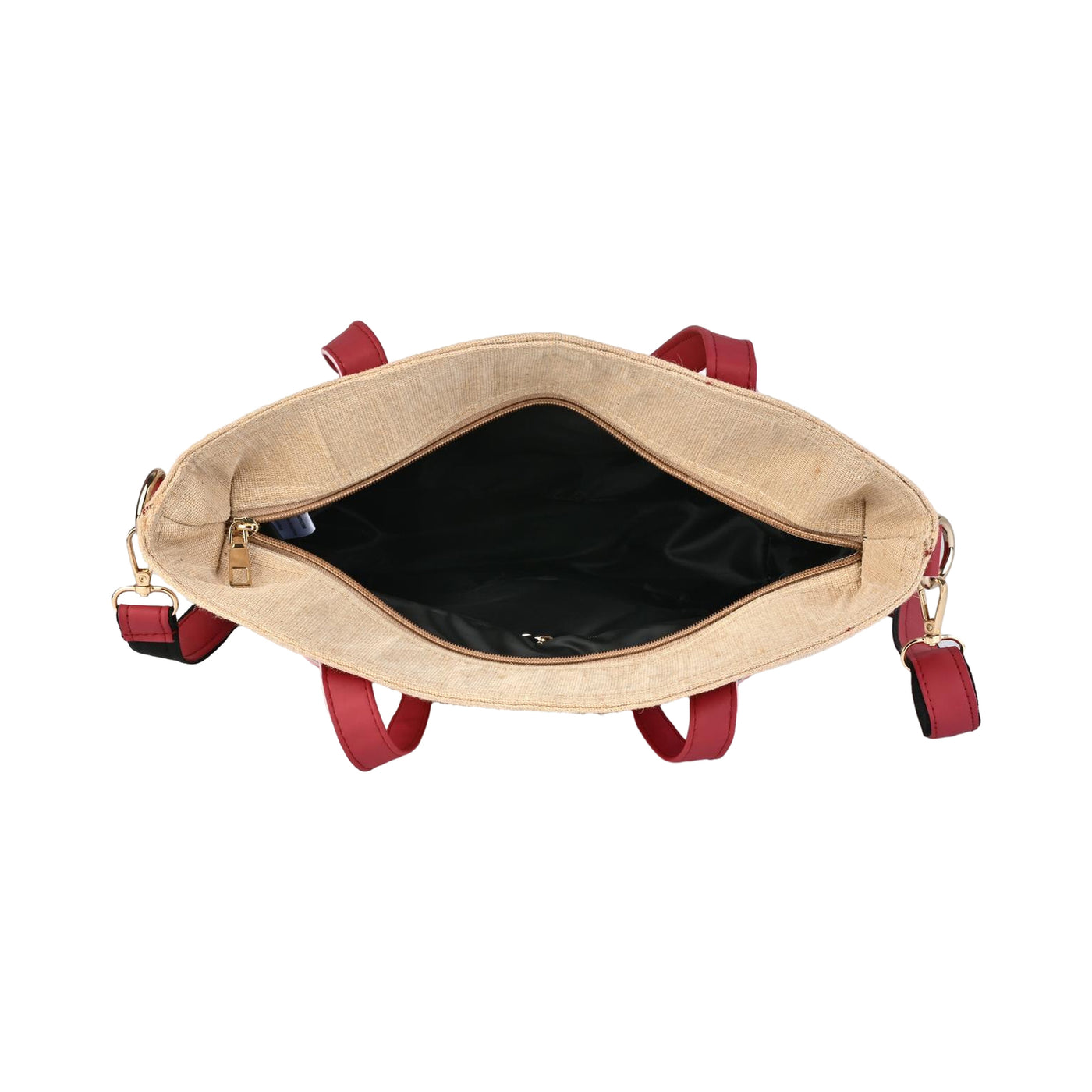 Ensac Red & Beige Jute Entangle Tote Bag | Stylish Handcrafted Handbag for Women