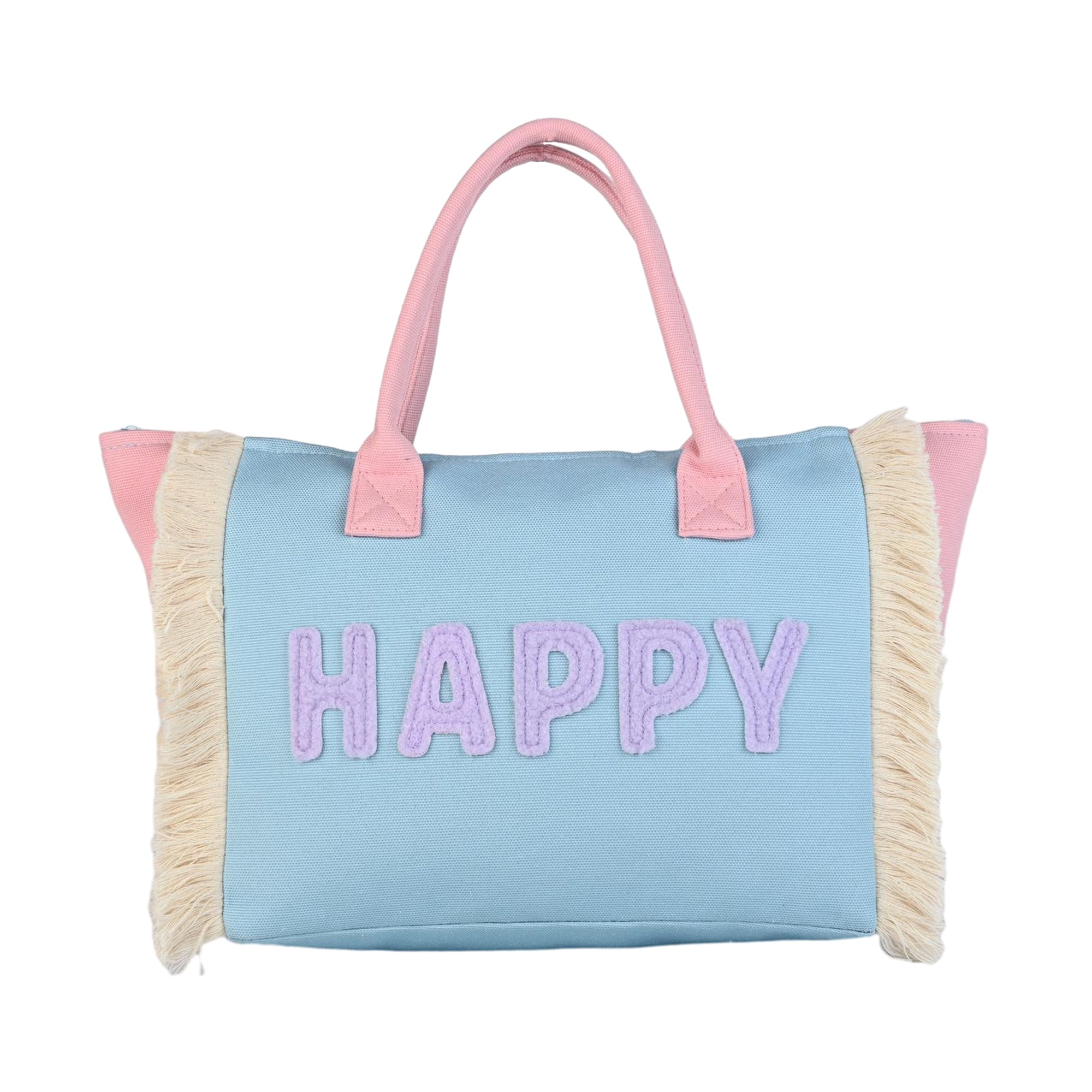 Ensac Happy Pastel Tote Bag for Women & Girls | Trendy Canvas Handbag with Stylish Design