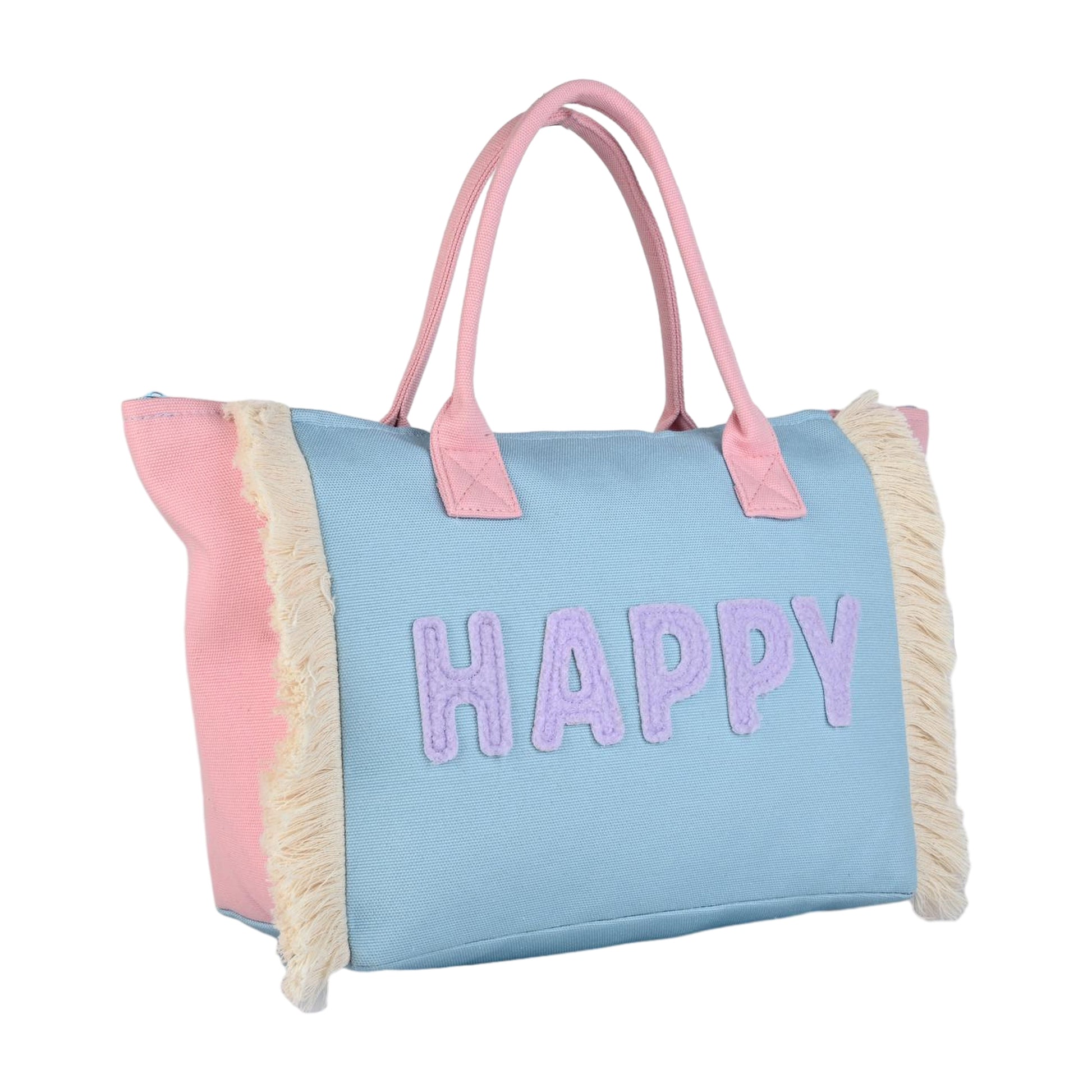 Ensac Happy Pastel Tote Bag for Women & Girls | Trendy Canvas Handbag with Stylish Design