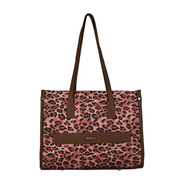 Ensac Jumbo Leopard Print Tote Bag | Stylish and Spacious Women's Handbag with Vegan Leather Straps
