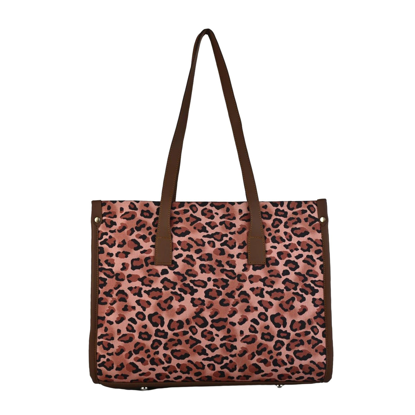Ensac Jumbo Leopard Print Tote Bag | Stylish and Spacious Women's Handbag with Vegan Leather Straps