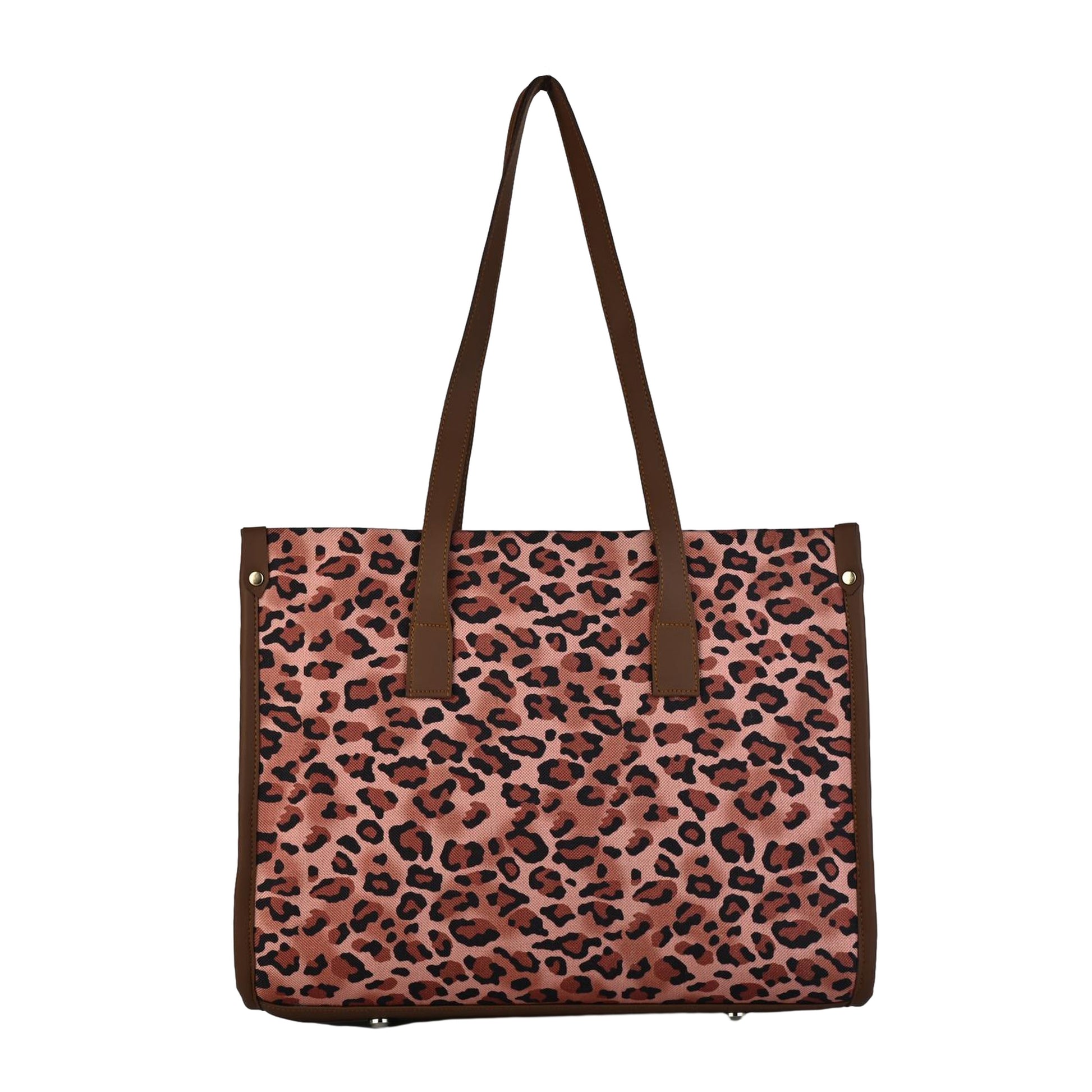 Ensac Jumbo Leopard Print Tote Bag | Stylish and Spacious Women's Handbag with Vegan Leather Straps