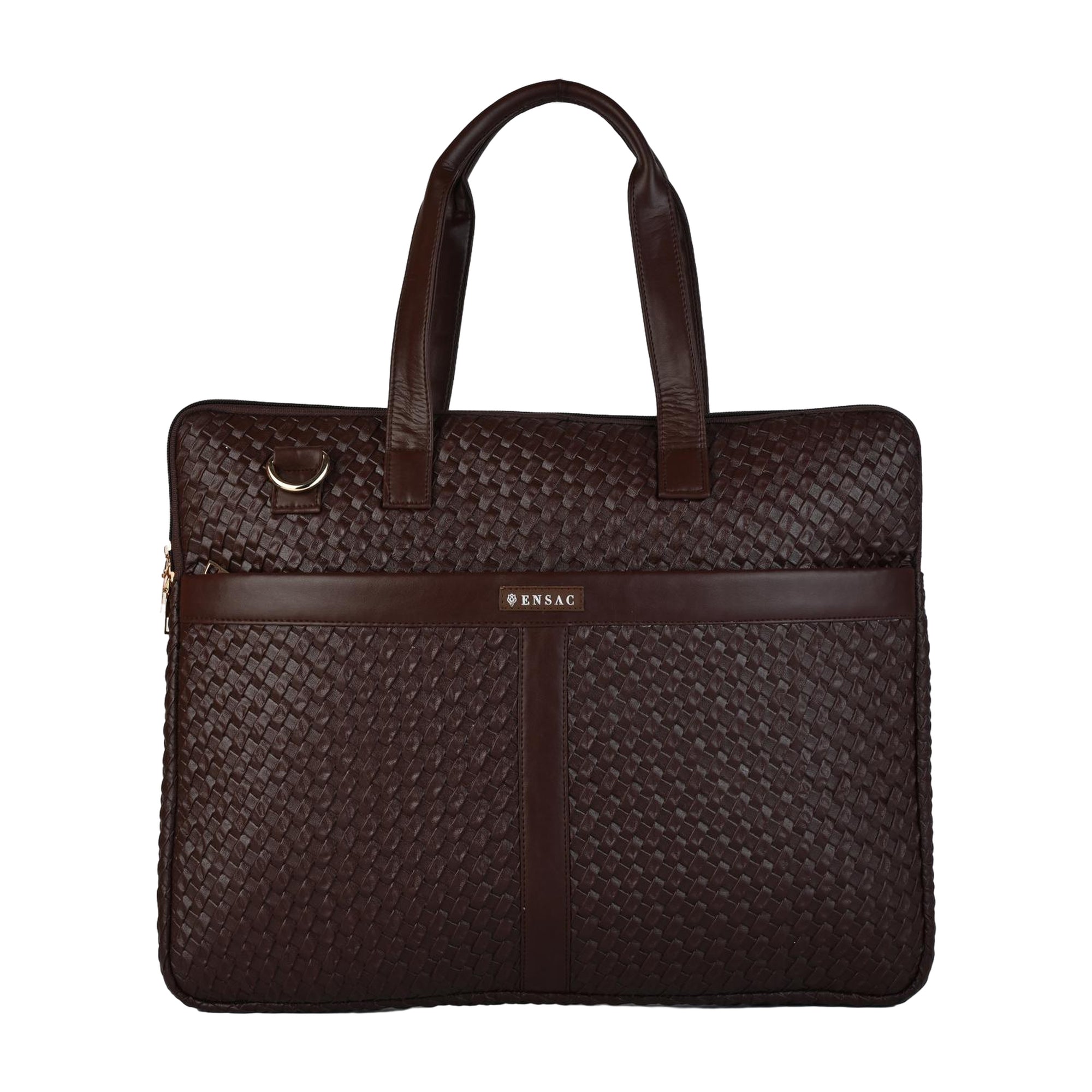 ENSAC Brown Chatai Textured Laptop Bag for Men | Professional Office Briefcase