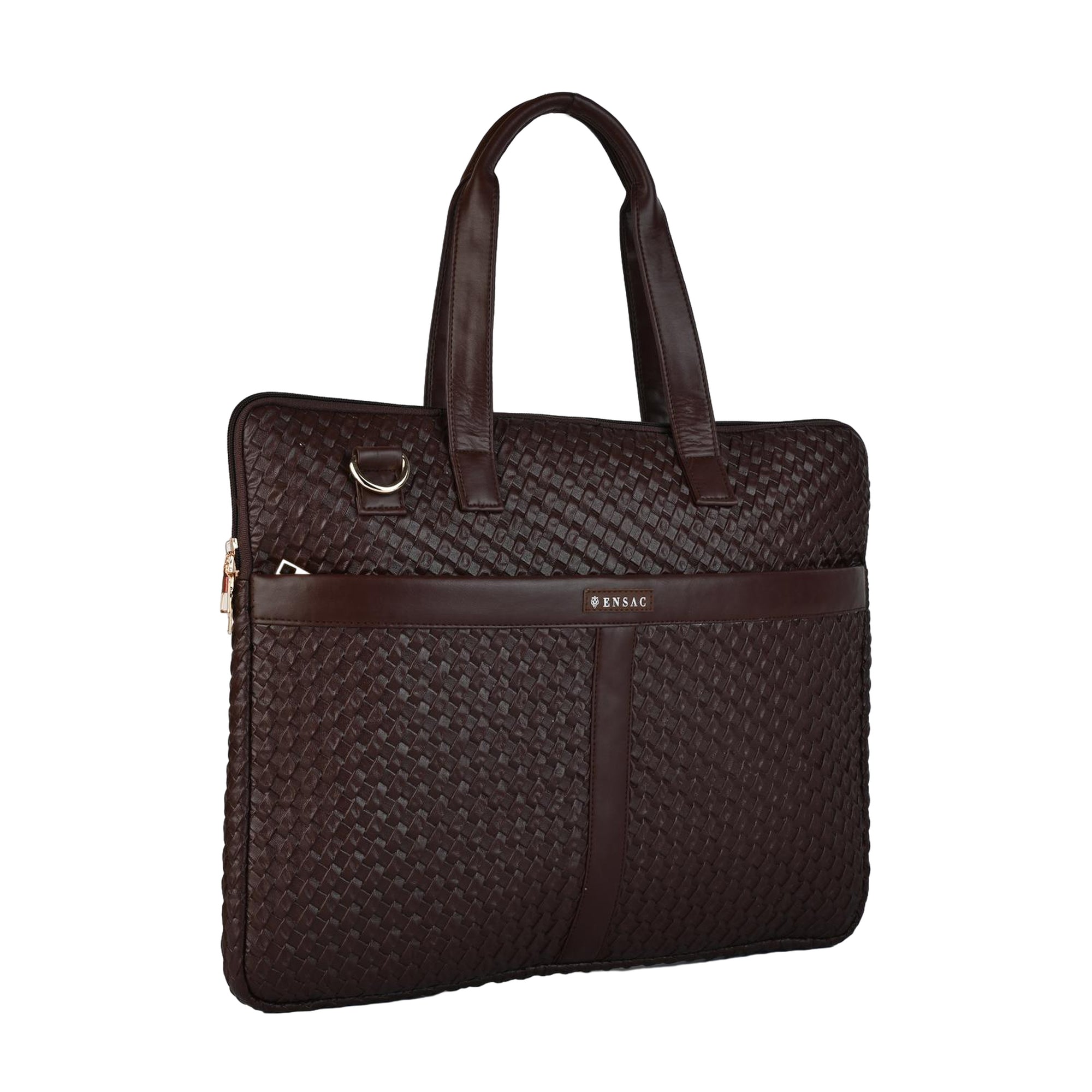 ENSAC Brown Chatai Textured Laptop Bag for Men | Professional Office Briefcase