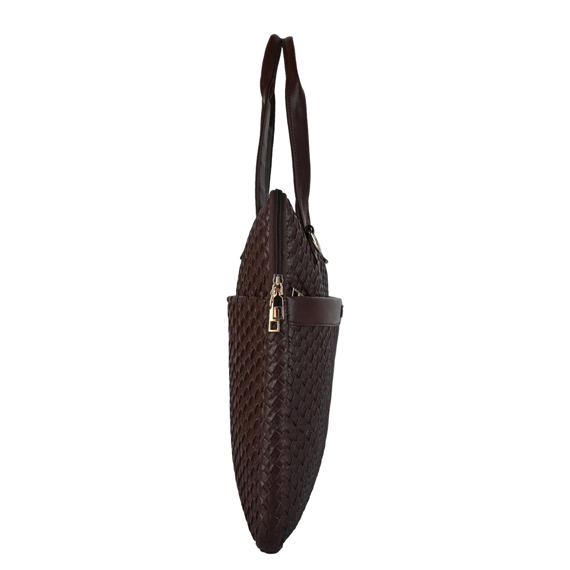 ENSAC Brown Chatai Textured Laptop Bag for Men | Professional Office Briefcase