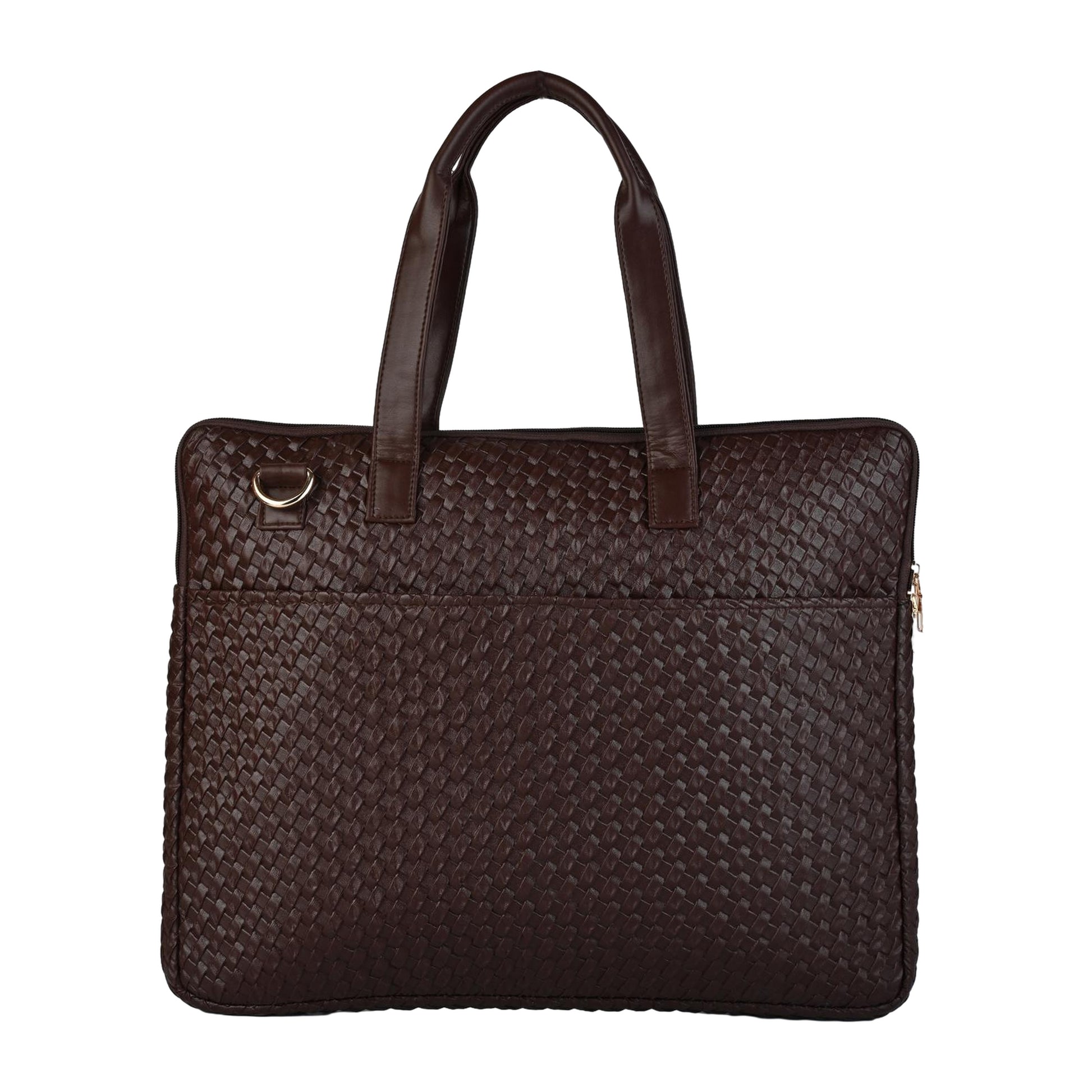 ENSAC Brown Chatai Textured Laptop Bag for Men | Professional Office Briefcase
