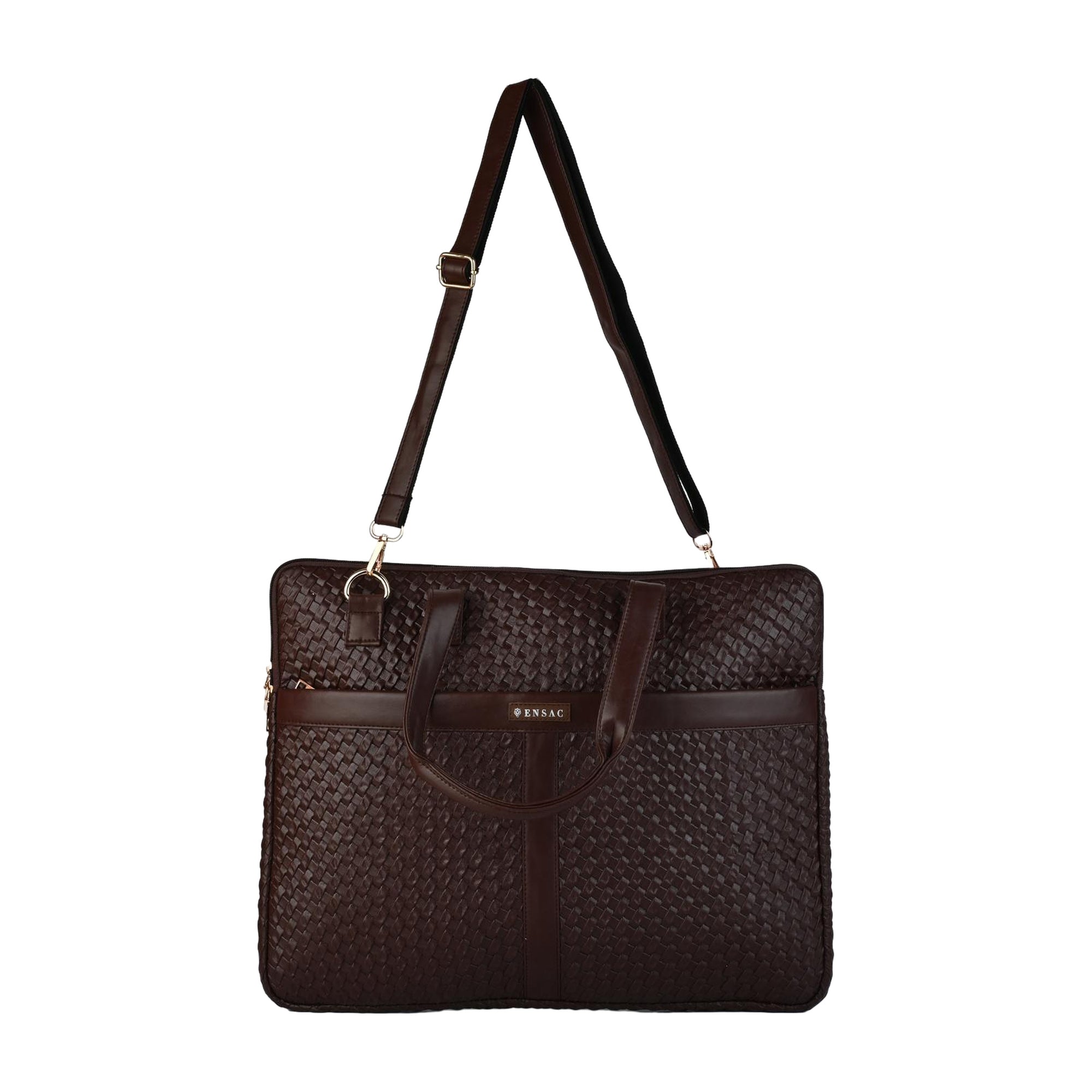 ENSAC Brown Chatai Textured Laptop Bag for Men | Professional Office Briefcase
