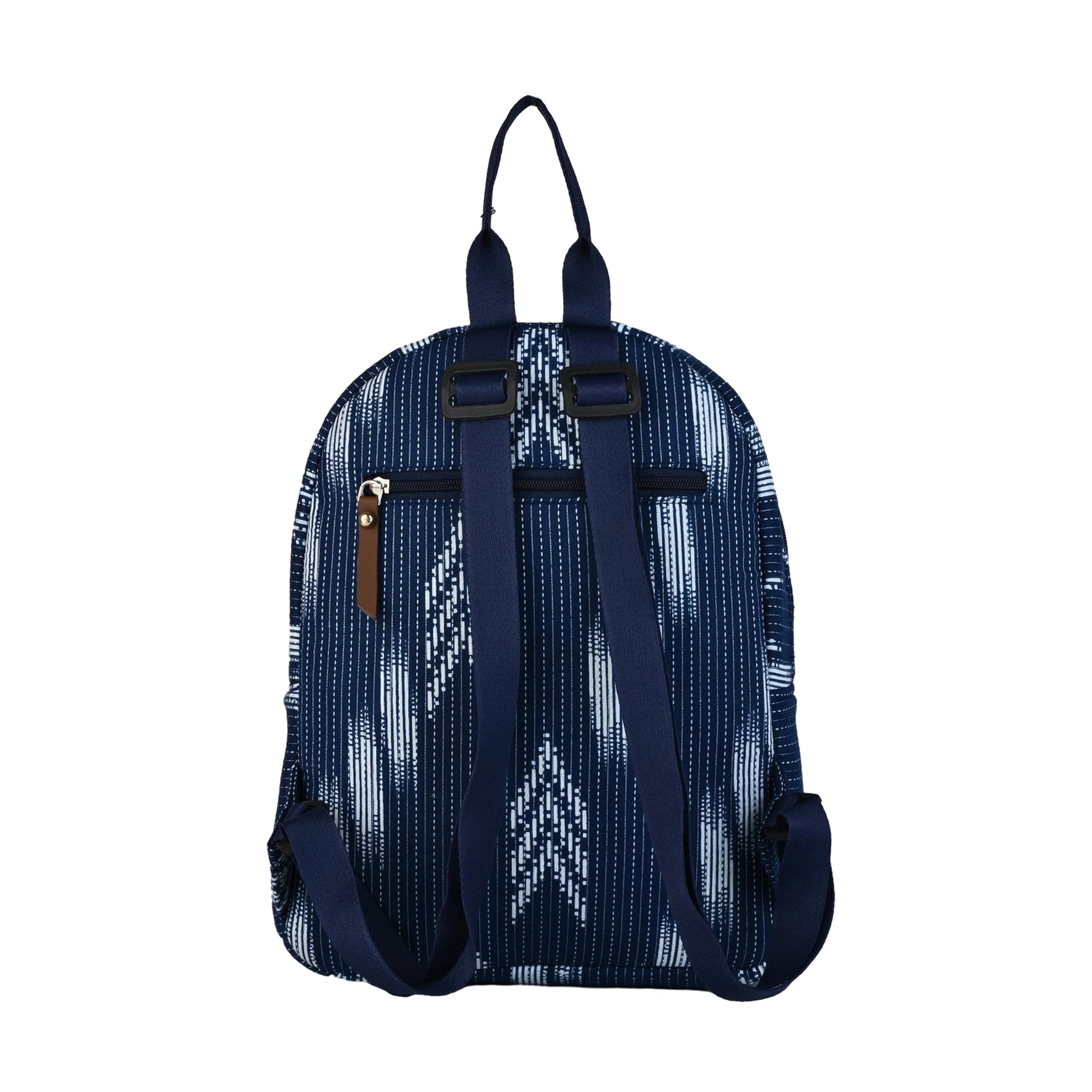 Ensac Women's Stylish Blue & White Ikat Backpack | Handloom Fabric Mini Backpack for Daily Use