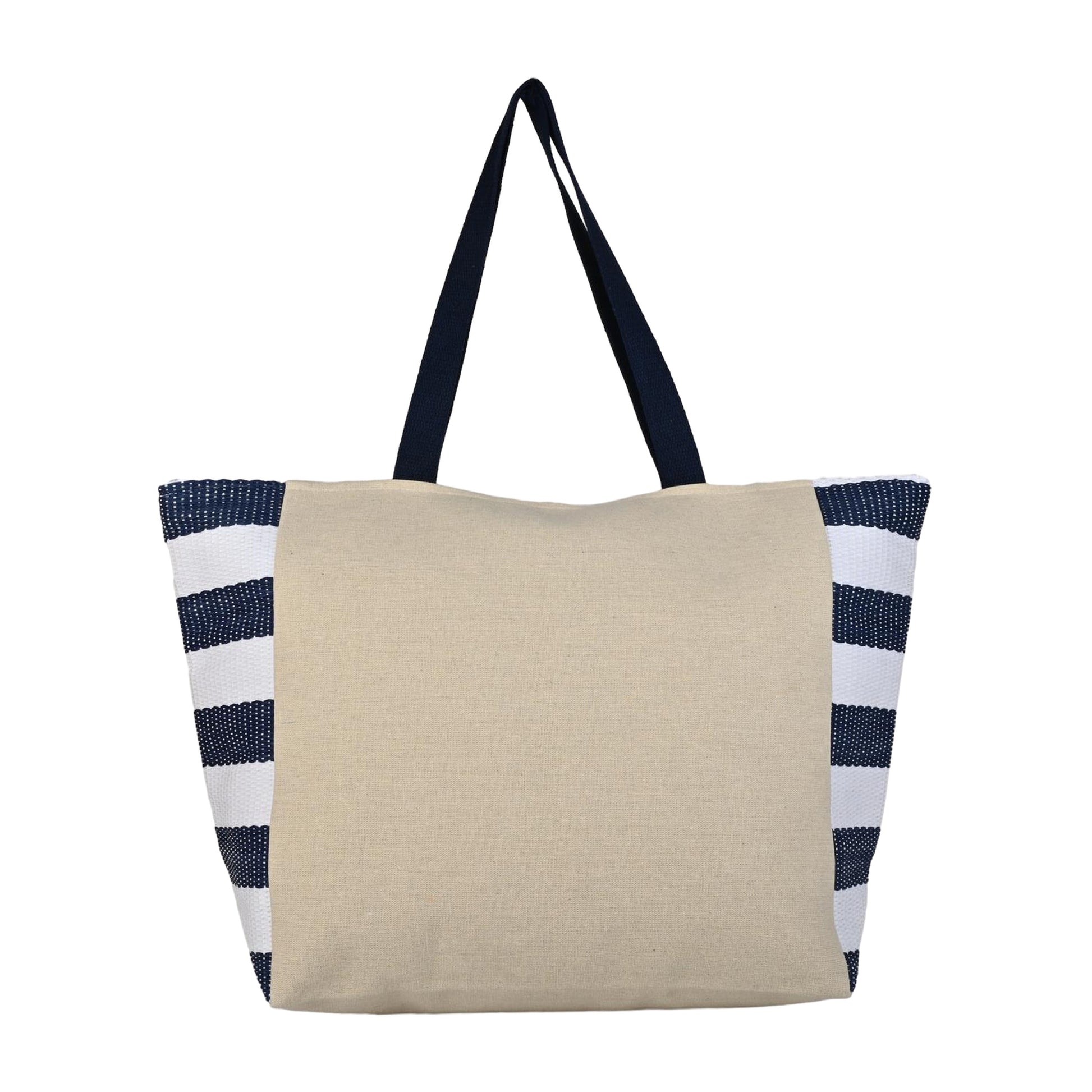 ENSAC “Happy Moments” Blue & White Striped Tote Bag | Stylish & Spacious Everyday Carry