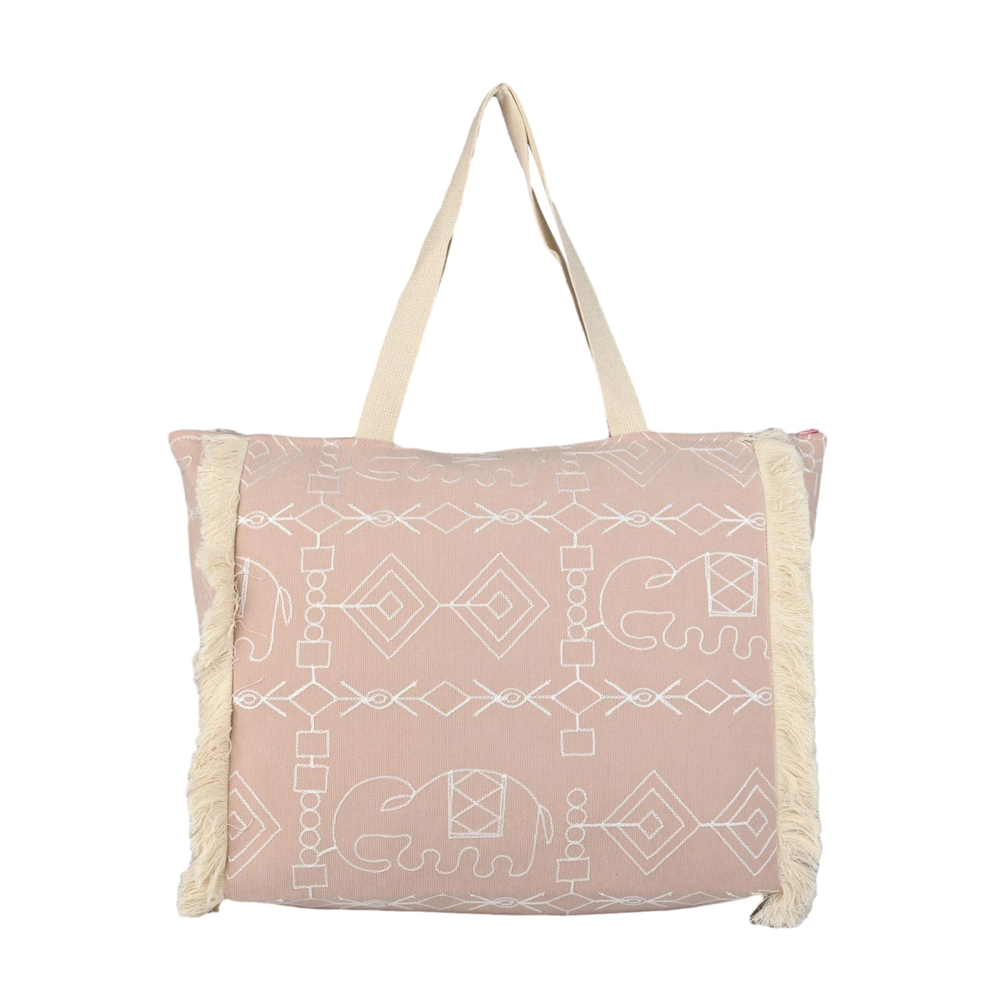 Ensac Sunshine Tote Bag for Women | Stylish Tribal Print Canvas Handbag with Fringe