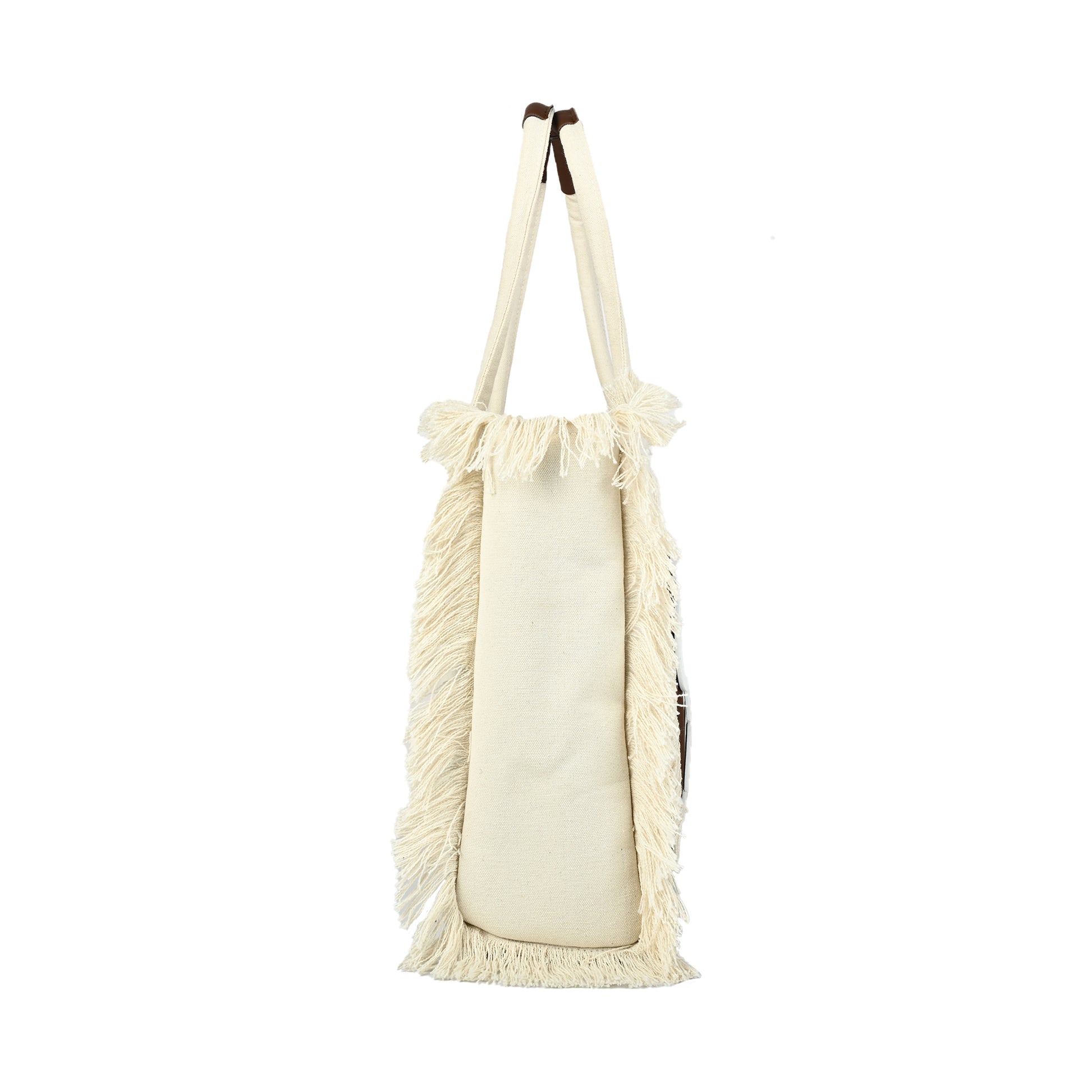 Ensac Women’s Tote Bag | Fringe Style, Lightweight Feel & Must-Have Travel Pick TOTE-LEATHER-WHTBRN-GOODVIBES-1