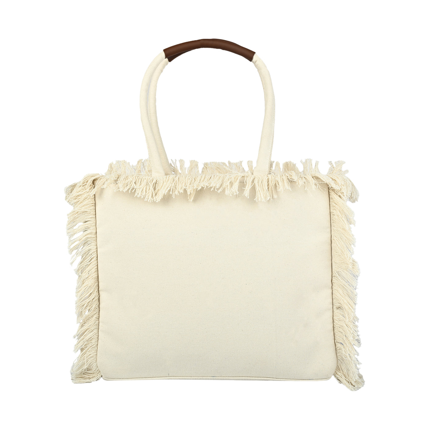Ensac Women’s Tote Bag | Fringe Style, Lightweight Feel & Must-Have Travel Pick TOTE-LEATHER-WHTBRN-GOODVIBES-1