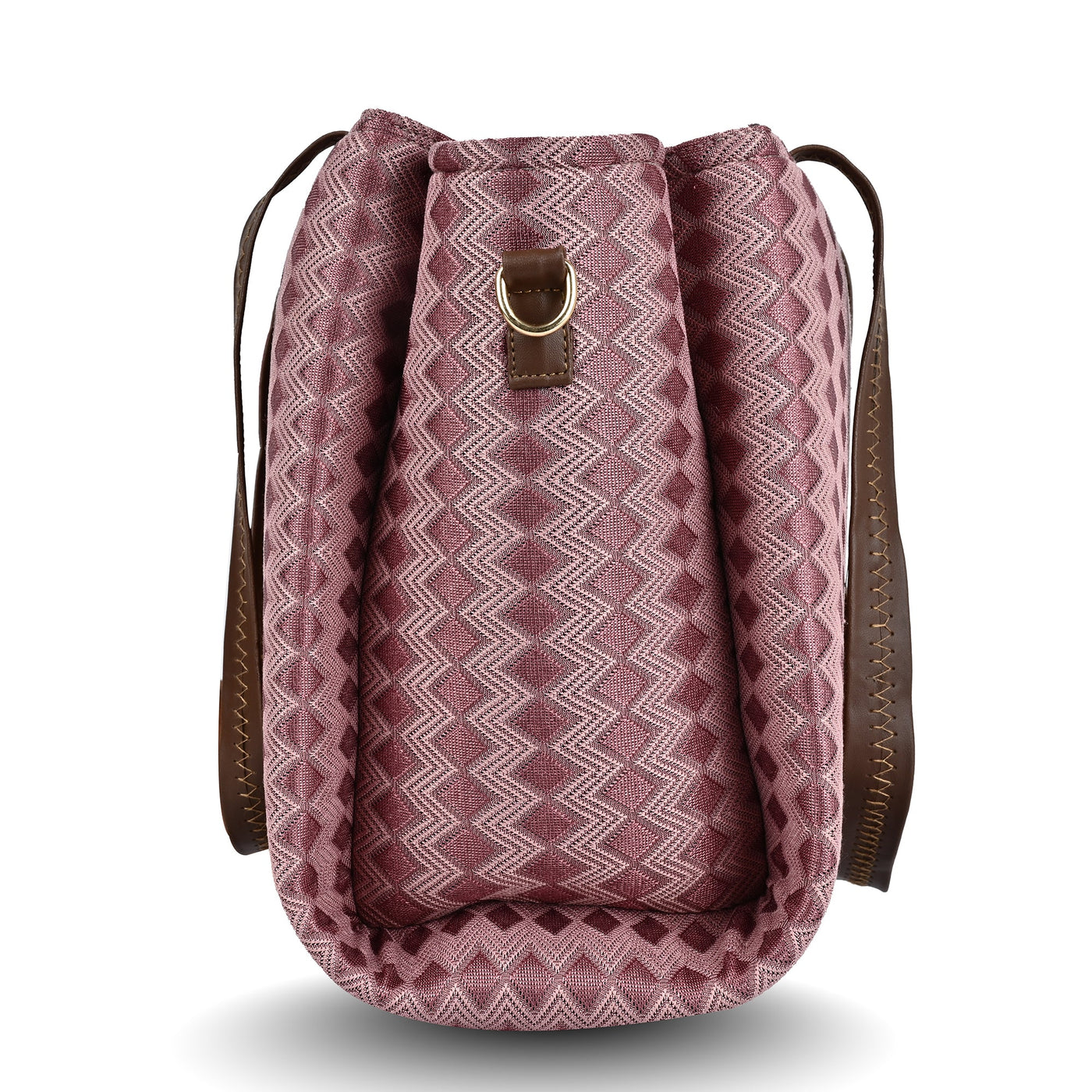 Women’s Textured Pink Tote Bag with Pom Pom Charm & Dual Handles ensacworld