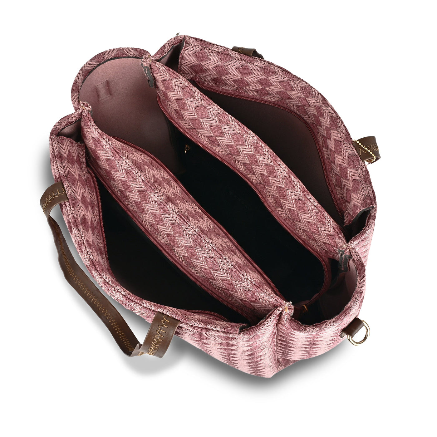 Women’s Textured Pink Tote Bag with Pom Pom Charm & Dual Handles ensacworld