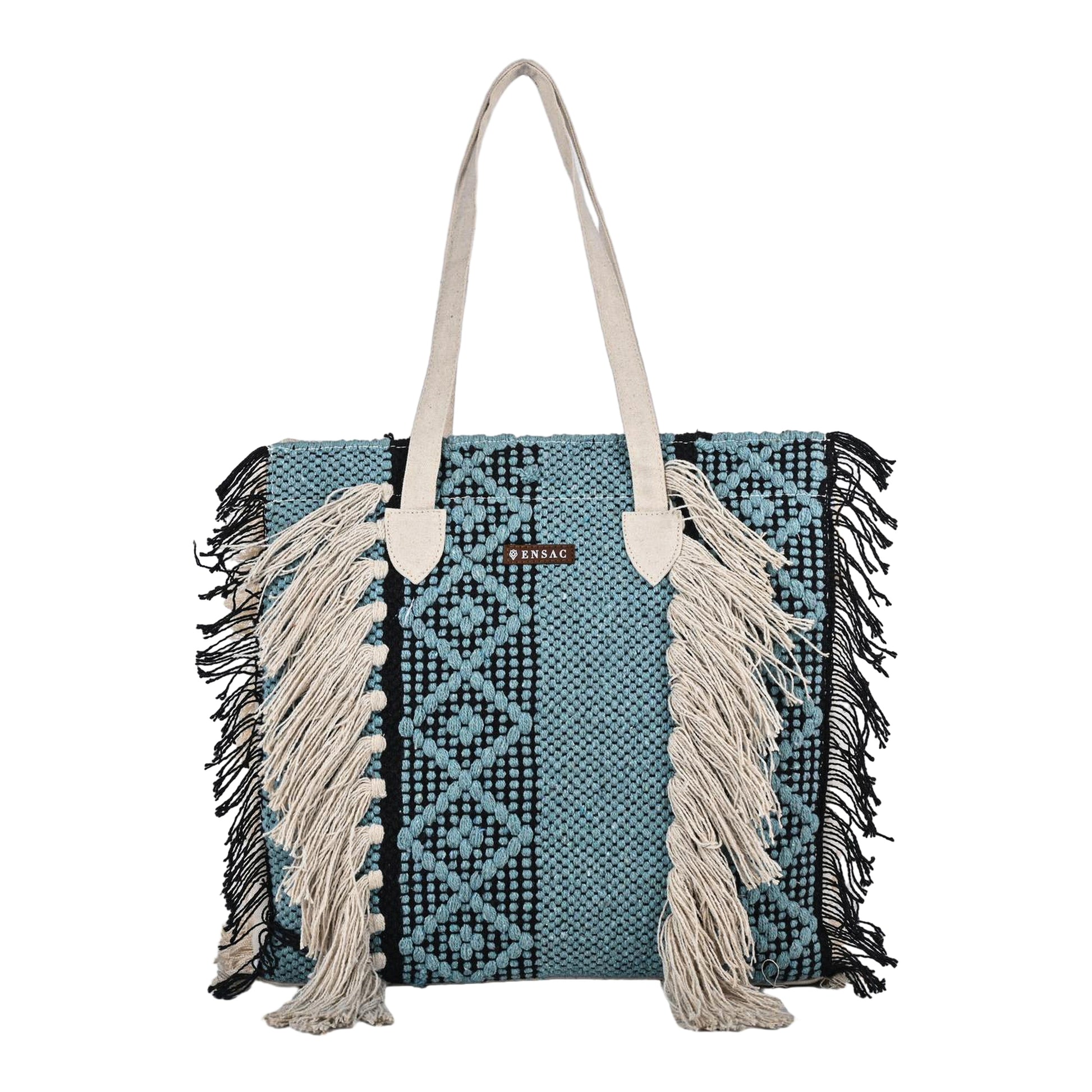 Ensac Fringed Tote Bag for Women | Stylish Ethnic Shoulder Handbag for Daily Use