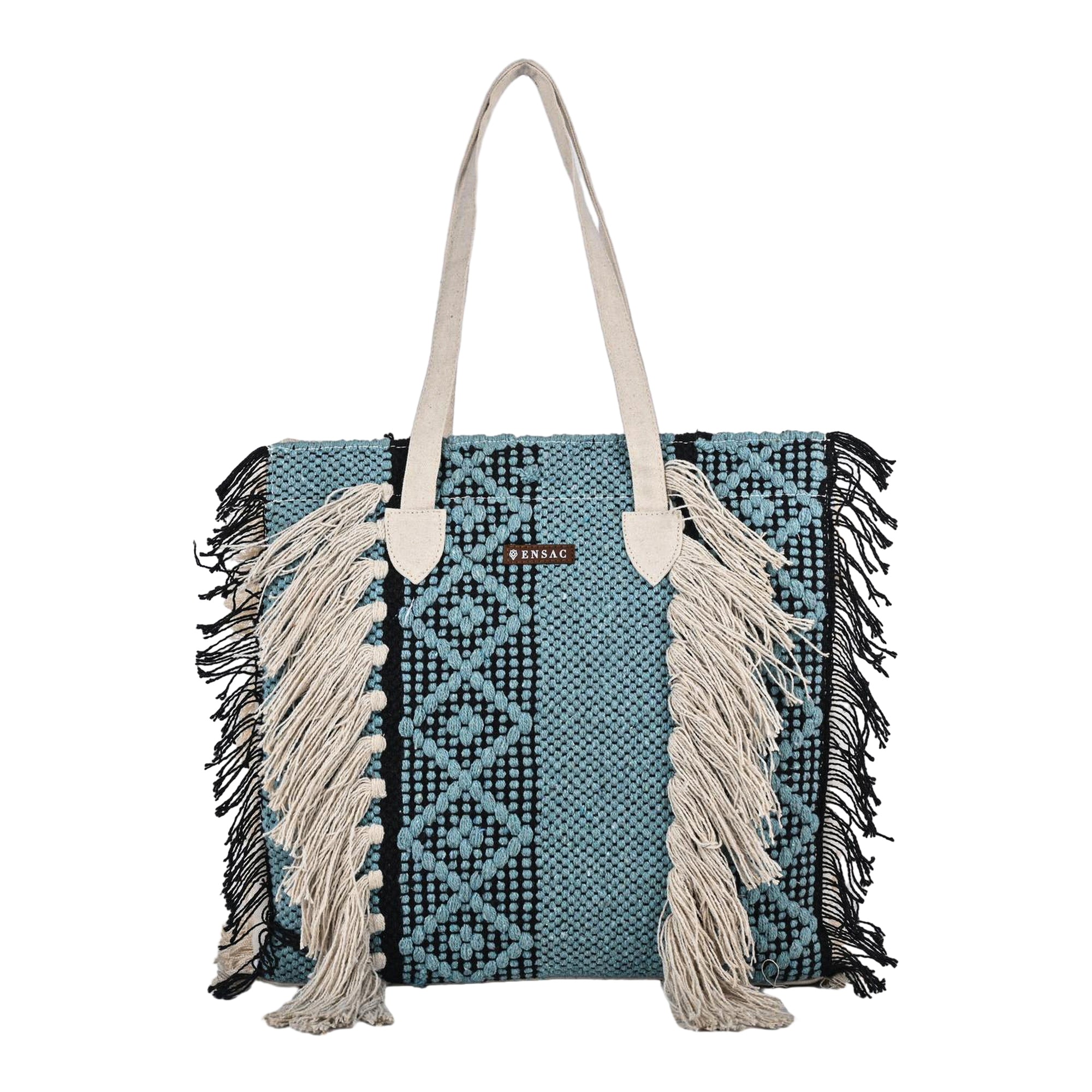 Ensac Fringed Tote Bag for Women | Stylish Ethnic Shoulder Handbag for Daily Use