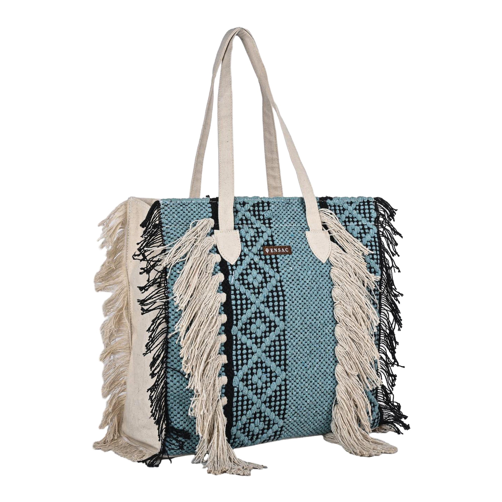 Ensac Fringed Tote Bag for Women | Stylish Ethnic Shoulder Handbag for Daily Use