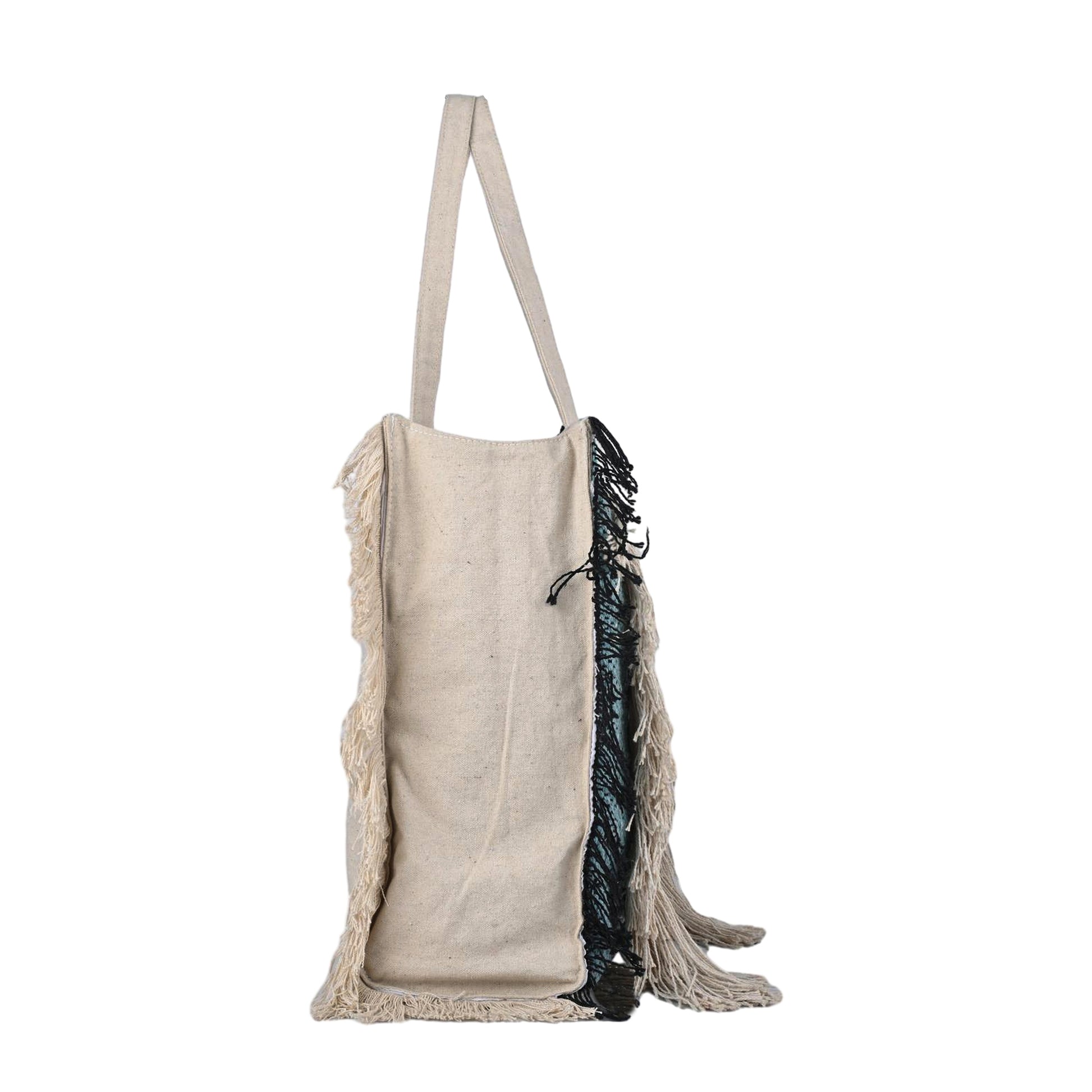 Ensac Fringed Tote Bag for Women | Stylish Ethnic Shoulder Handbag for Daily Use