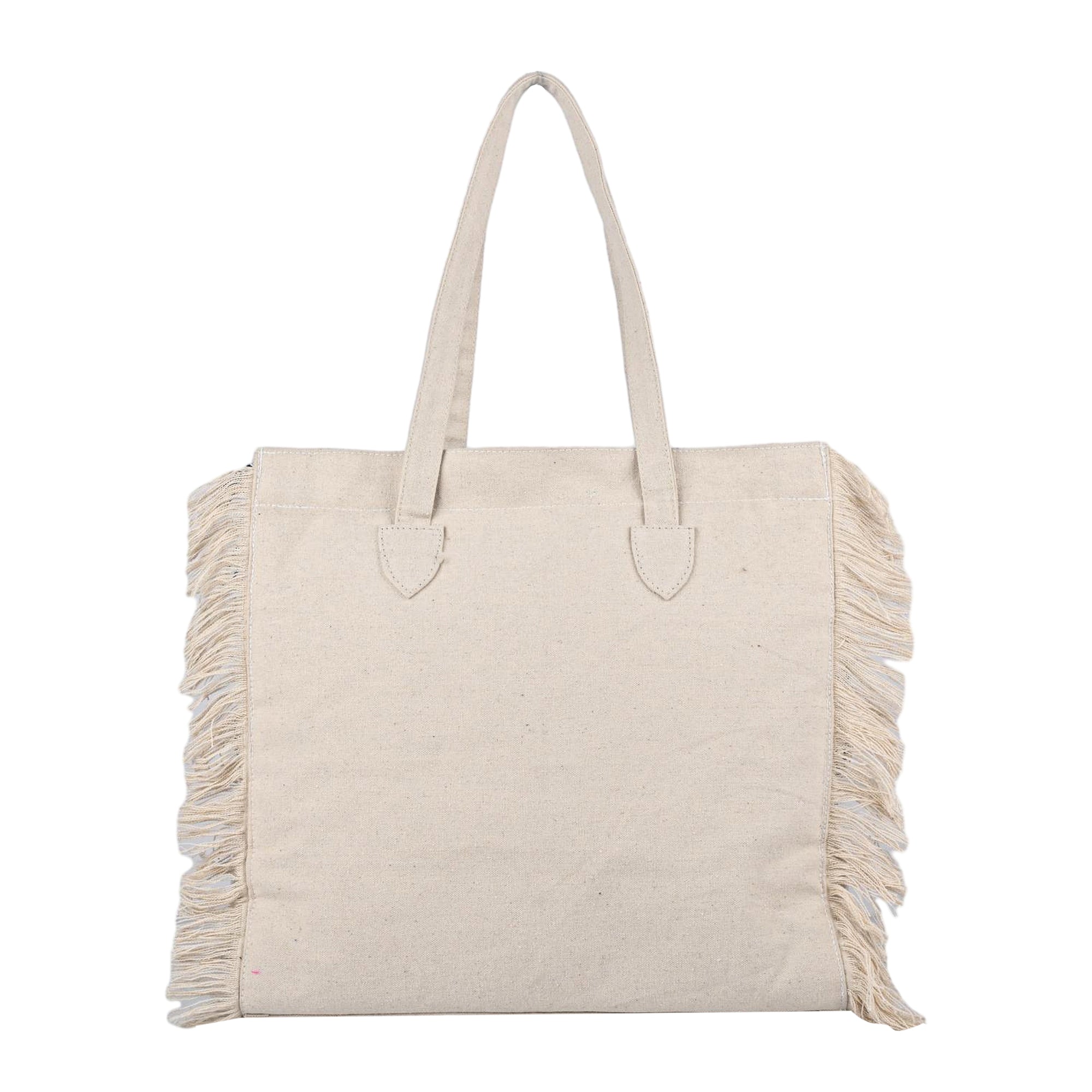 Ensac Fringed Tote Bag for Women | Stylish Ethnic Shoulder Handbag for Daily Use
