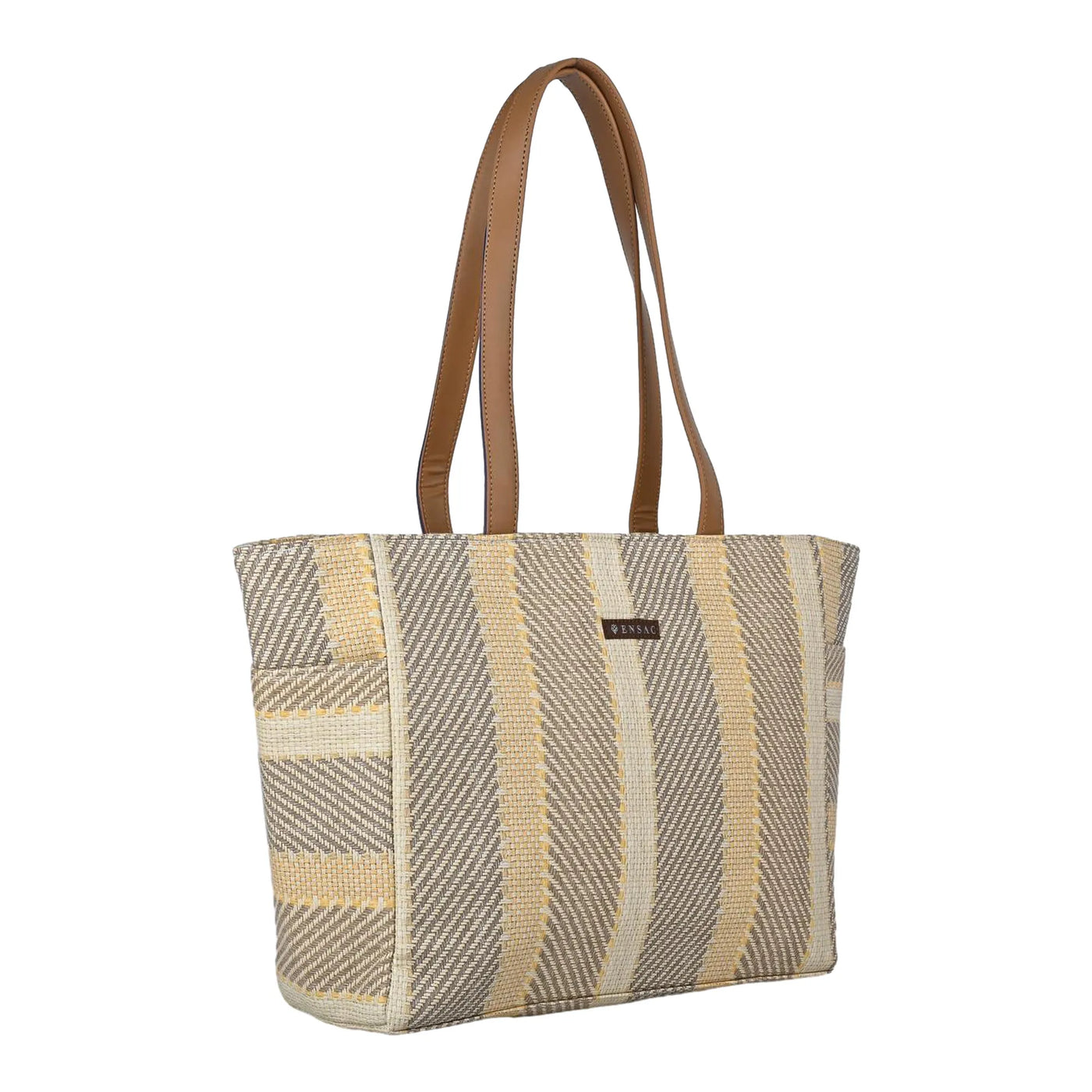ENSAC Women’s Large Canvas Tote Handbag | Stylish Shoulder Bag with Multi-Pockets