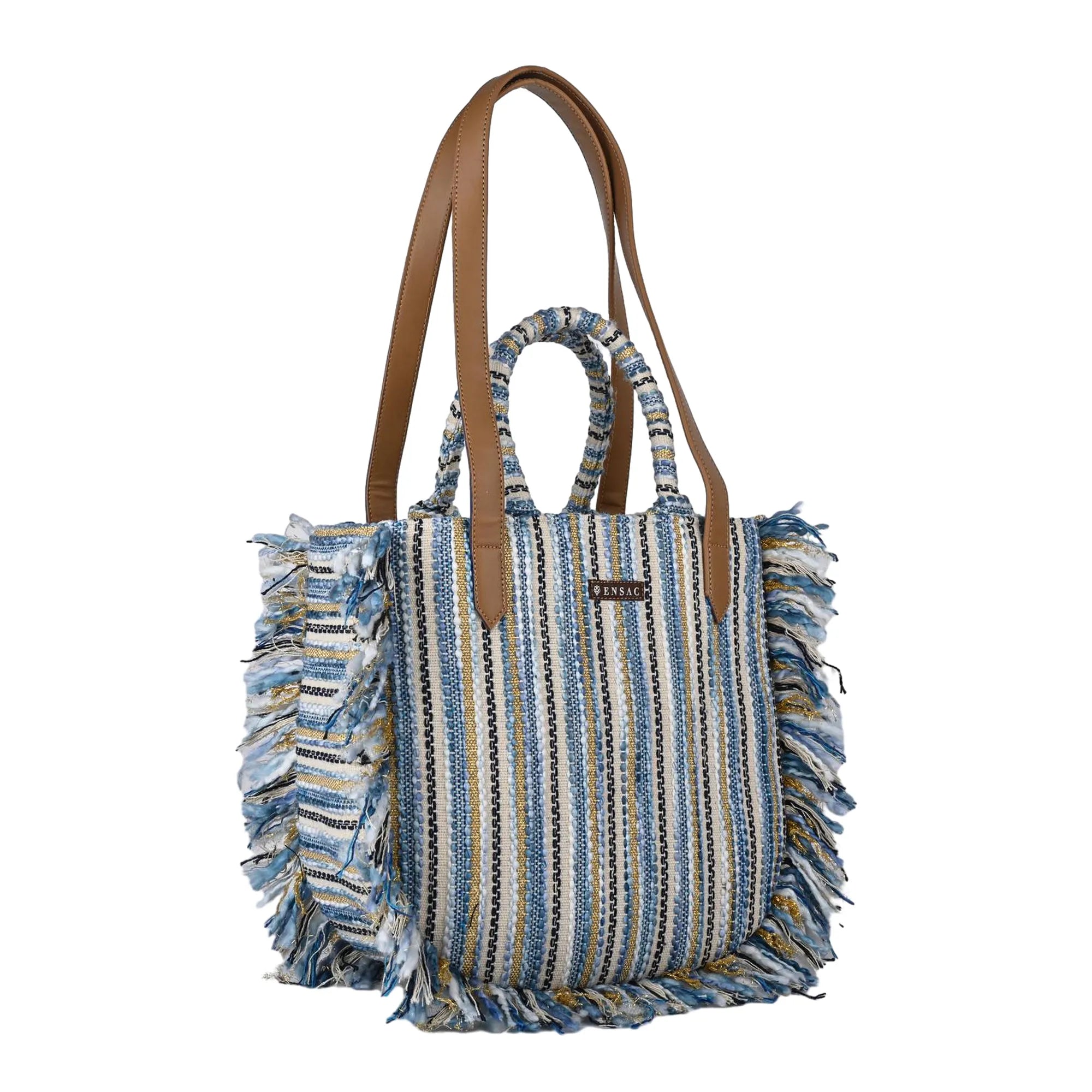Ensac Fringed Tote Bag for Women | Stylish Ethnic Shoulder Handbag for Daily Use