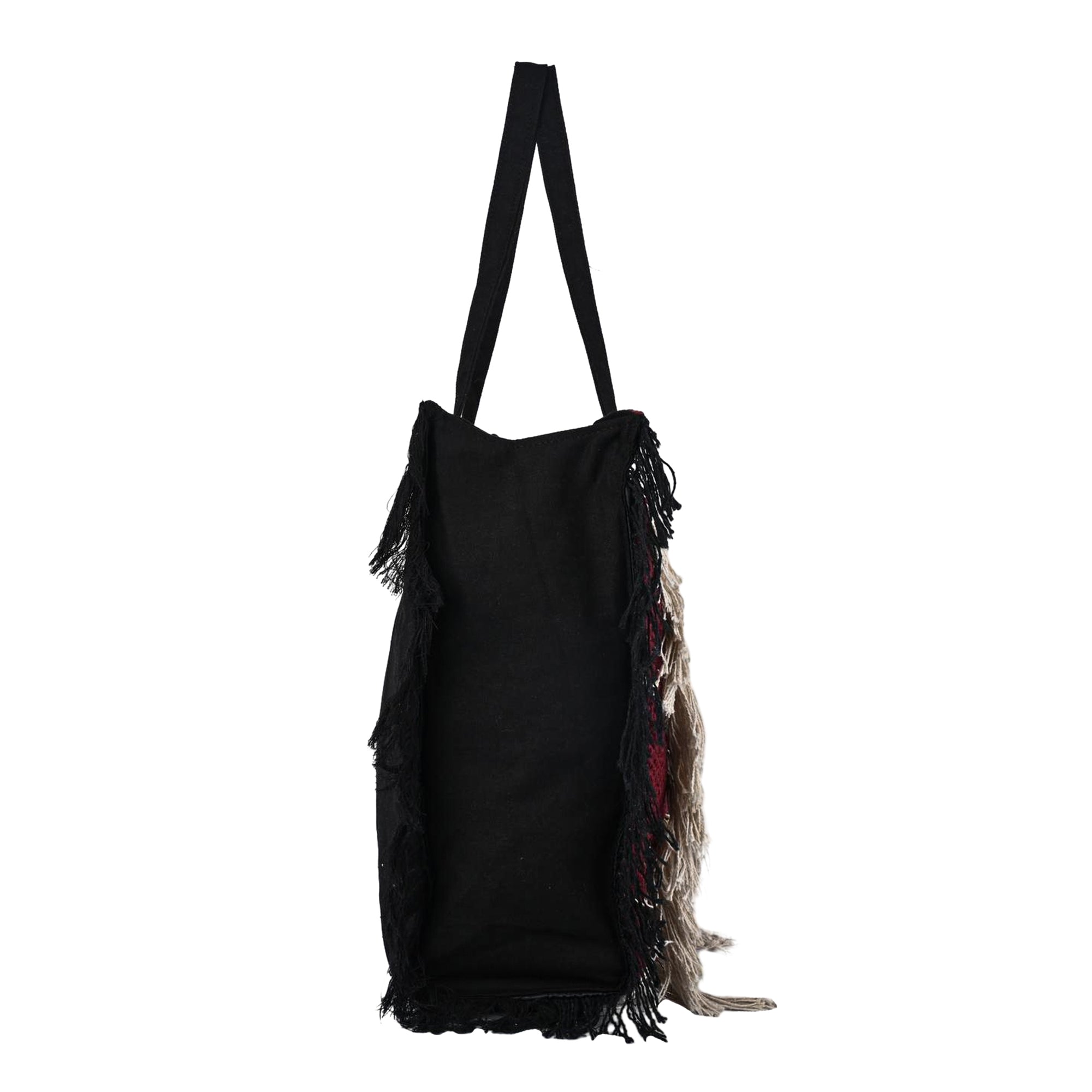 Ensac Fringed Tote Bag for Women | Stylish Ethnic Shoulder Handbag for Daily Use