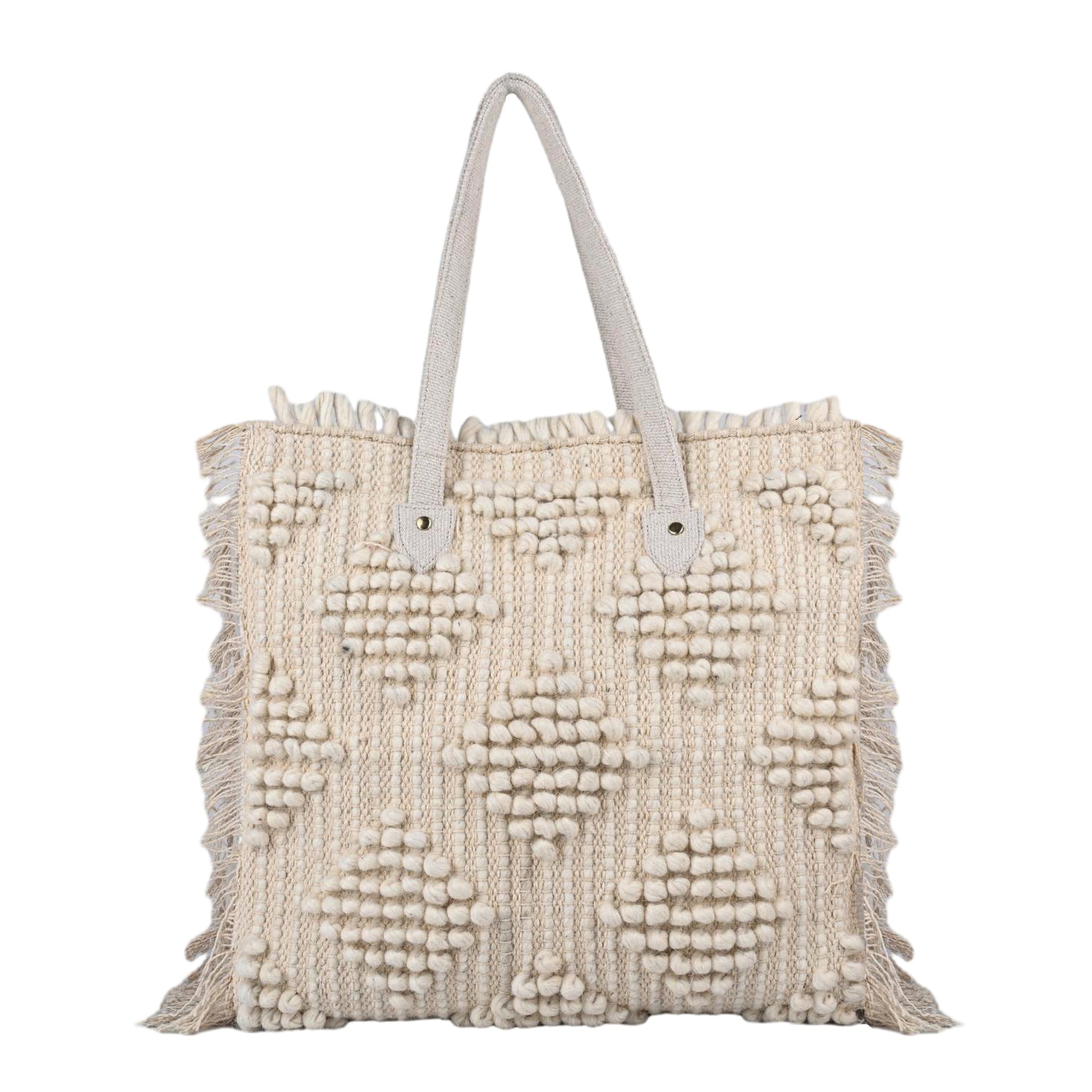 Ensac Fringed Tote Bag for Women | Stylish Ethnic Shoulder Handbag for Daily Use