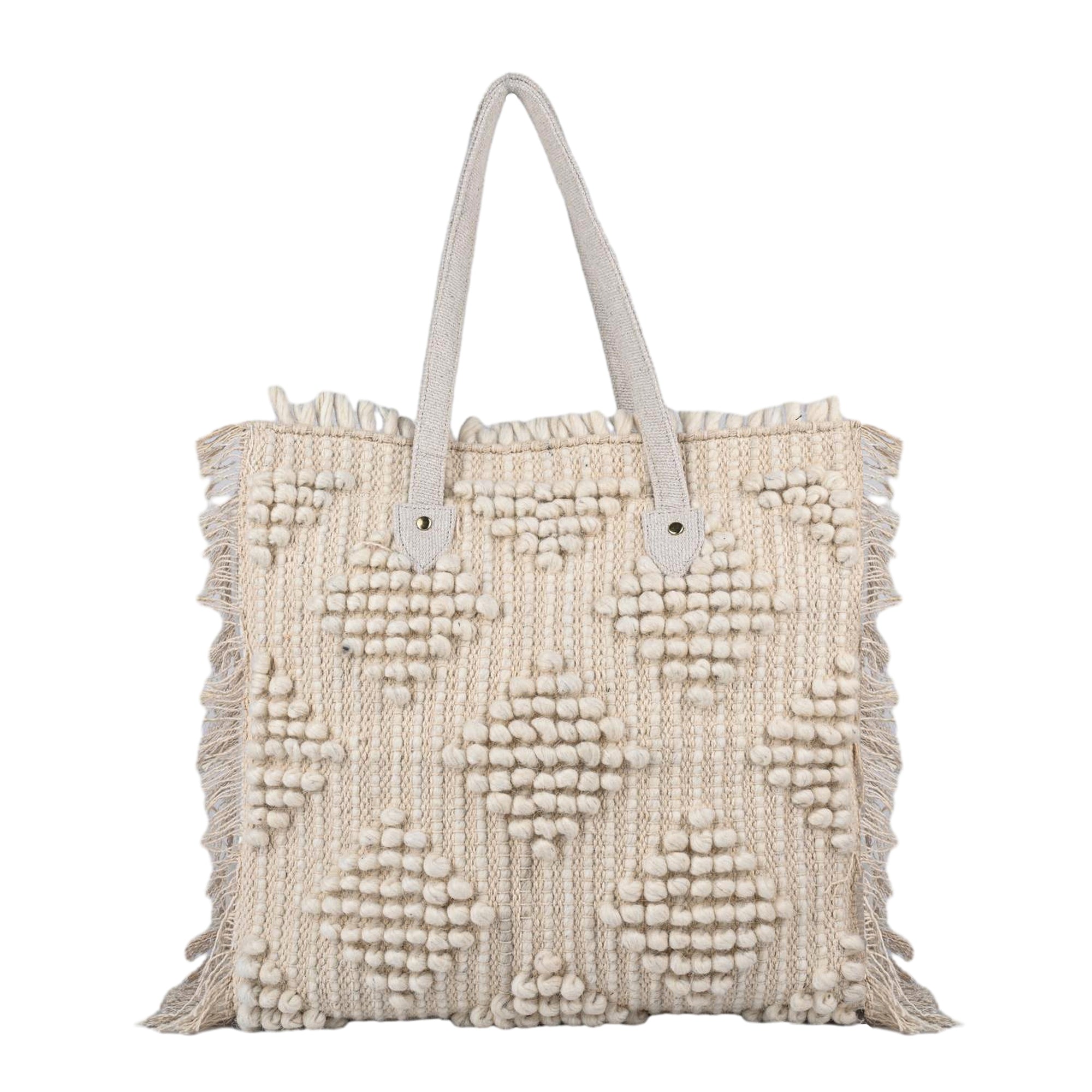 Ensac Fringed Tote Bag for Women | Stylish Ethnic Shoulder Handbag for Daily Use