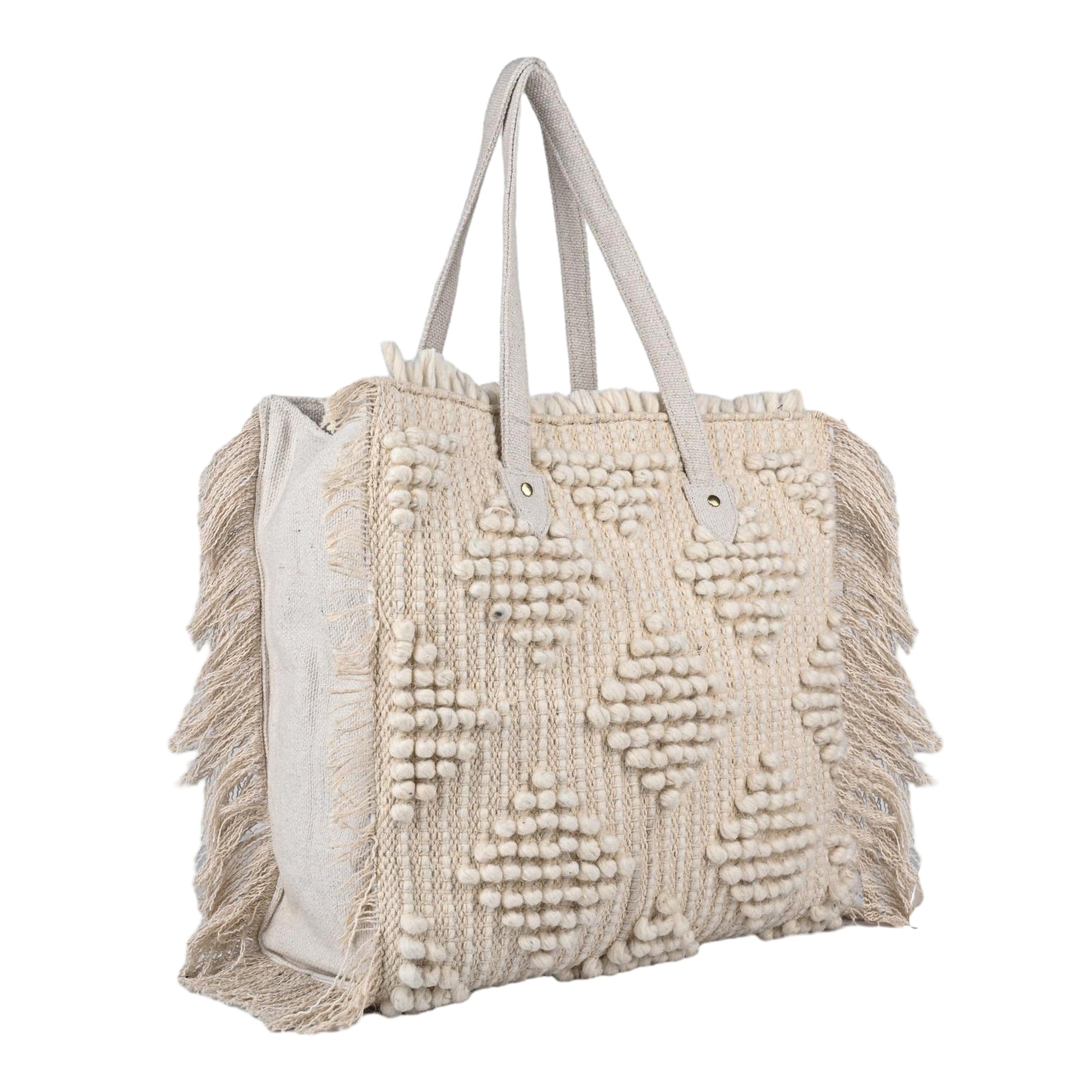 Ensac Fringed Tote Bag for Women | Stylish Ethnic Shoulder Handbag for Daily Use