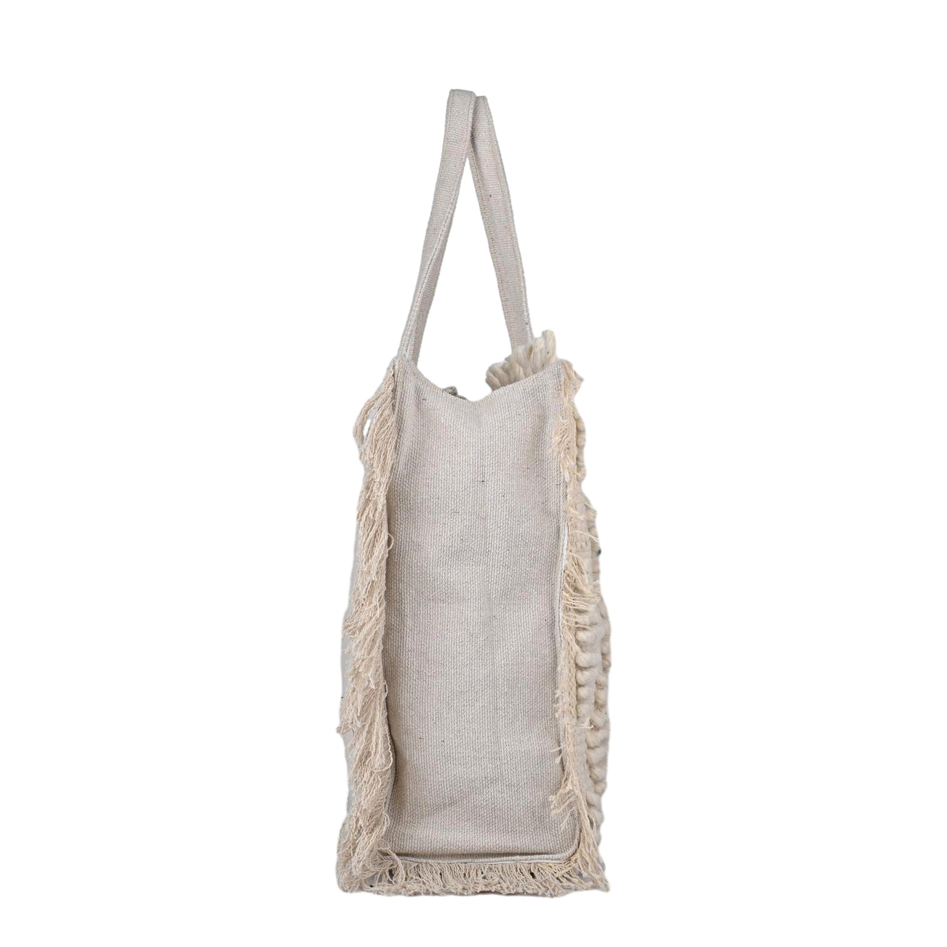 Ensac Fringed Tote Bag for Women | Stylish Ethnic Shoulder Handbag for Daily Use