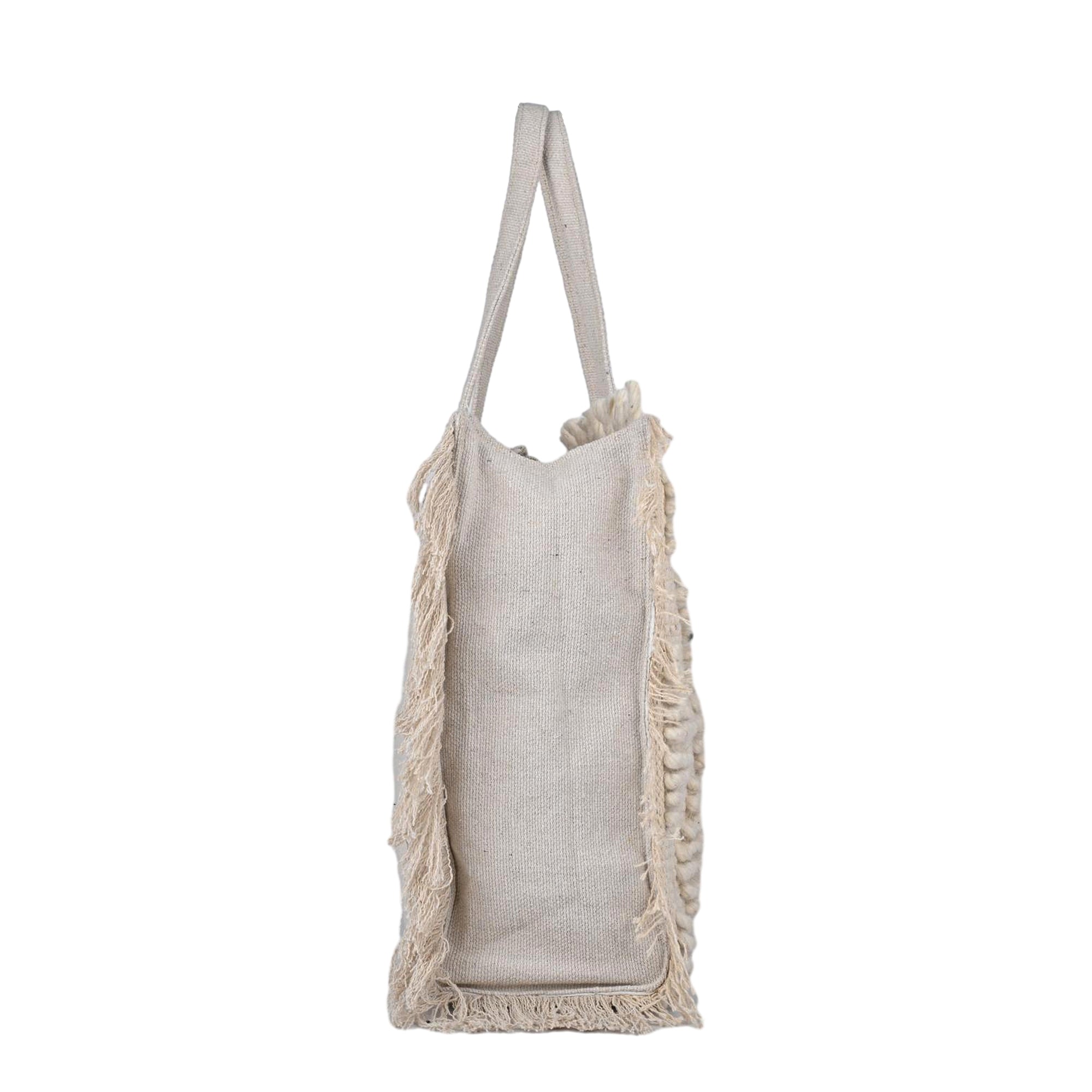 Ensac Fringed Tote Bag for Women | Stylish Ethnic Shoulder Handbag for Daily Use