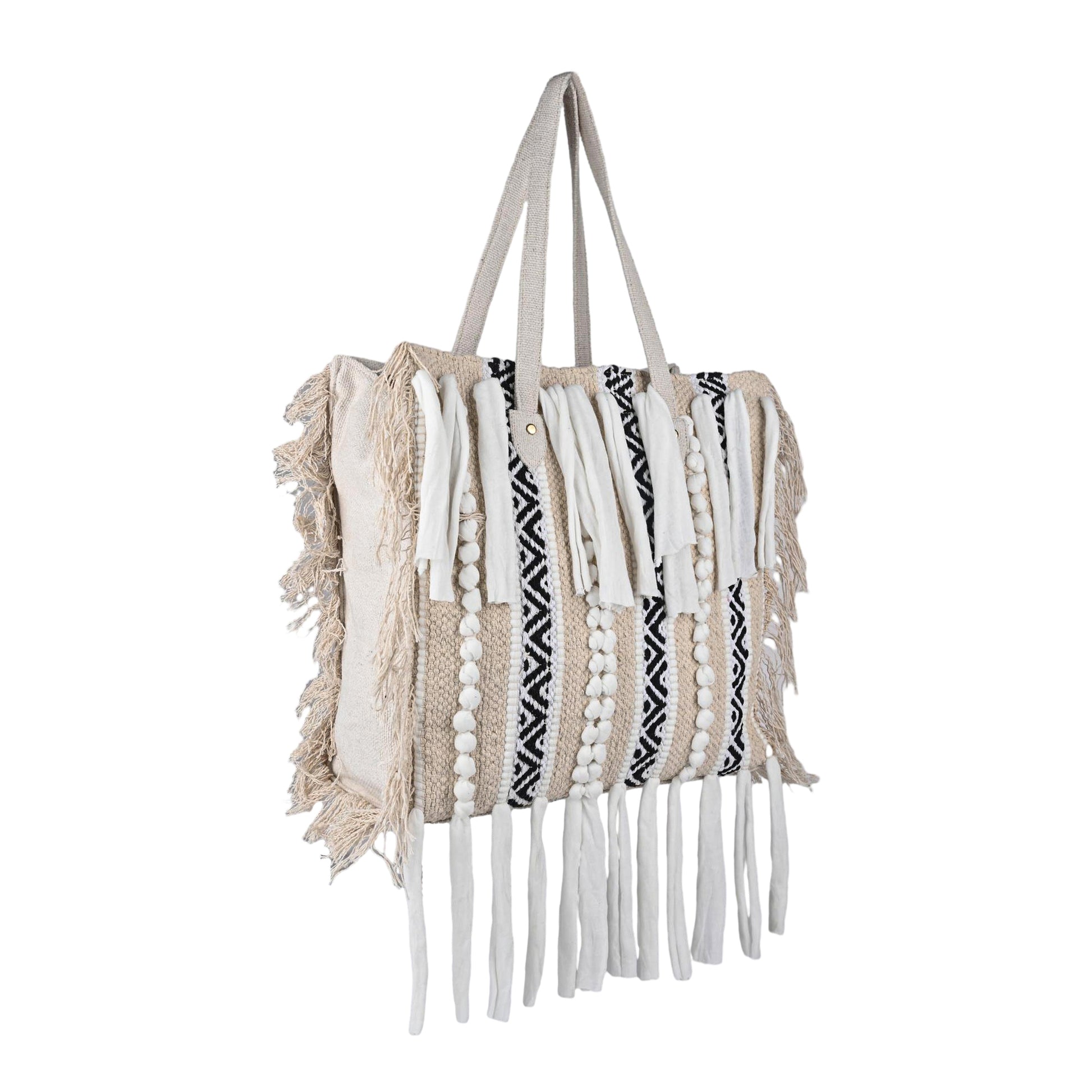 Ensac Fringed Tote Bag for Women | Stylish Ethnic Shoulder Handbag for Daily Use