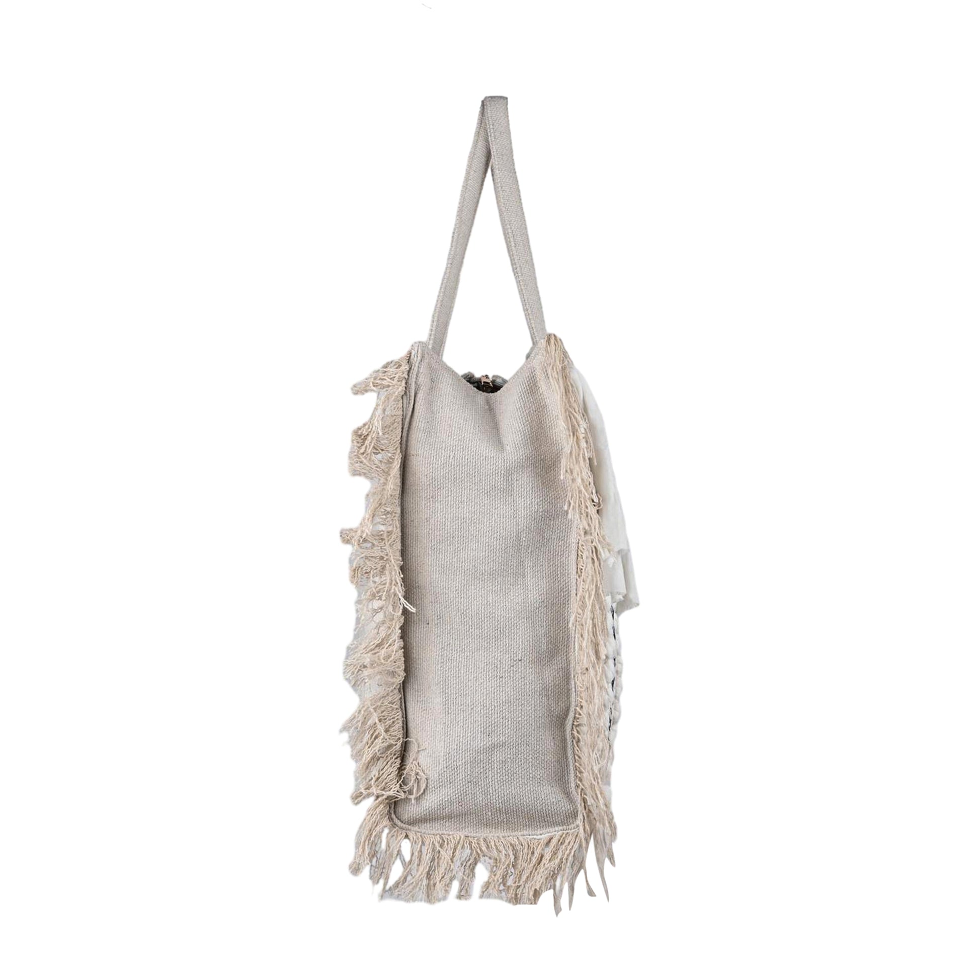 Ensac Fringed Tote Bag for Women | Stylish Ethnic Shoulder Handbag for Daily Use