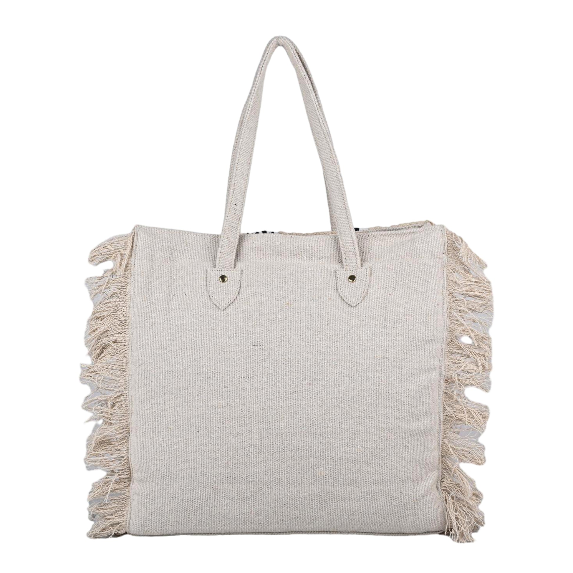 Ensac Fringed Tote Bag for Women | Stylish Ethnic Shoulder Handbag for Daily Use