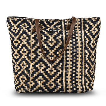 Blue Ethnic Pattern Shopping Tote Bag for Women | Stylish Fabric Carry Bag ensacworld
