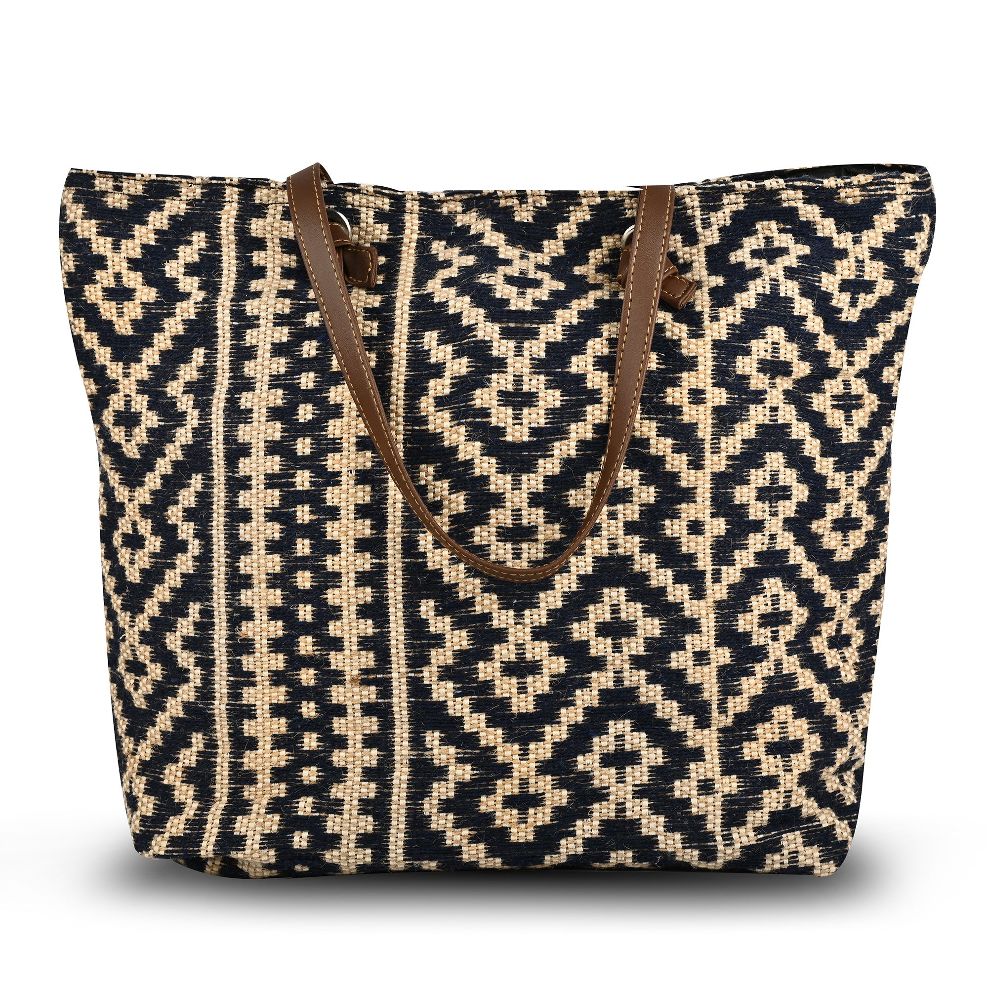 Blue Ethnic Pattern Shopping Tote Bag for Women | Stylish Fabric Carry Bag ensacworld