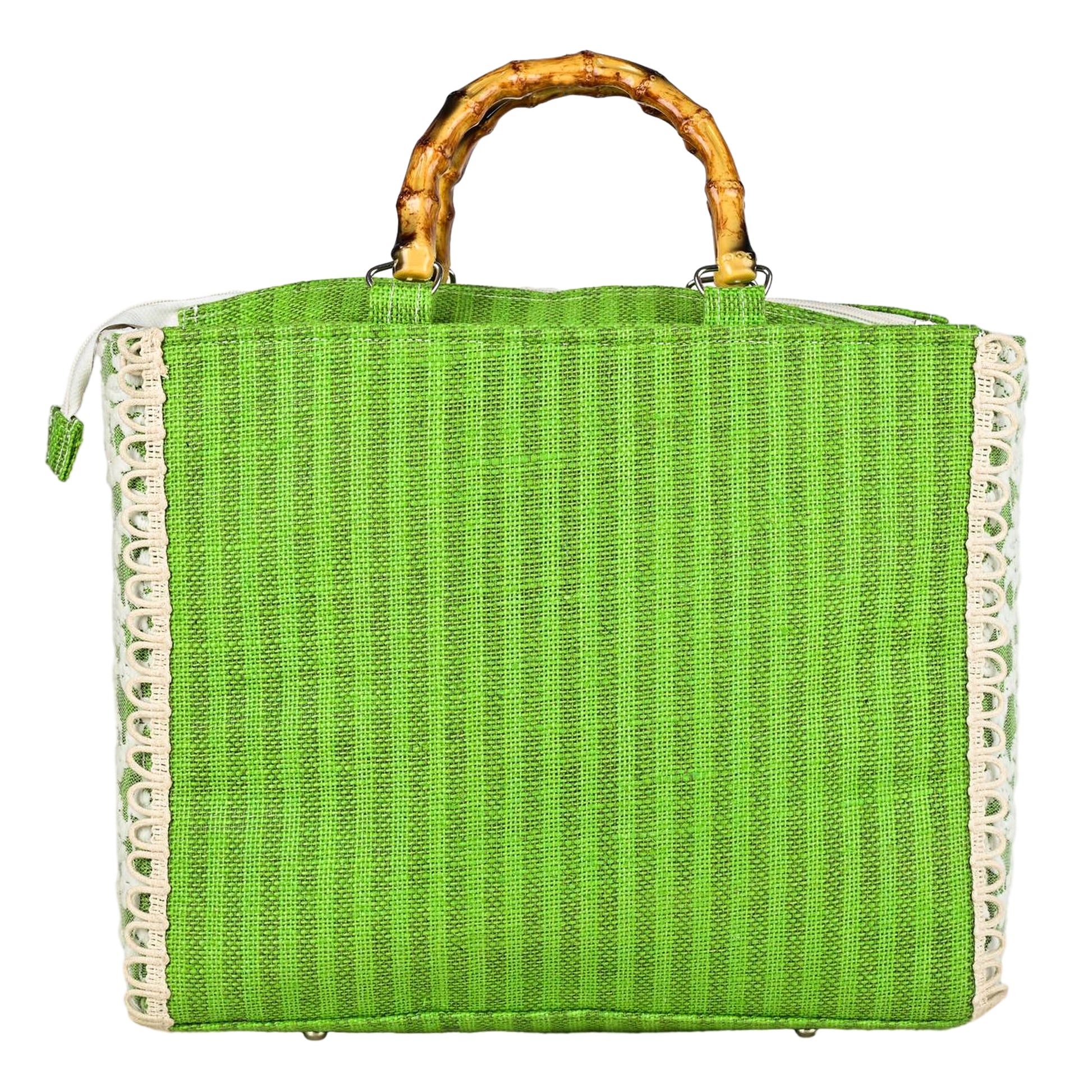 Ensac Women Handcrafted Lace Bag | Premium Fabric, Bamboo Grip & Fresh Look Design