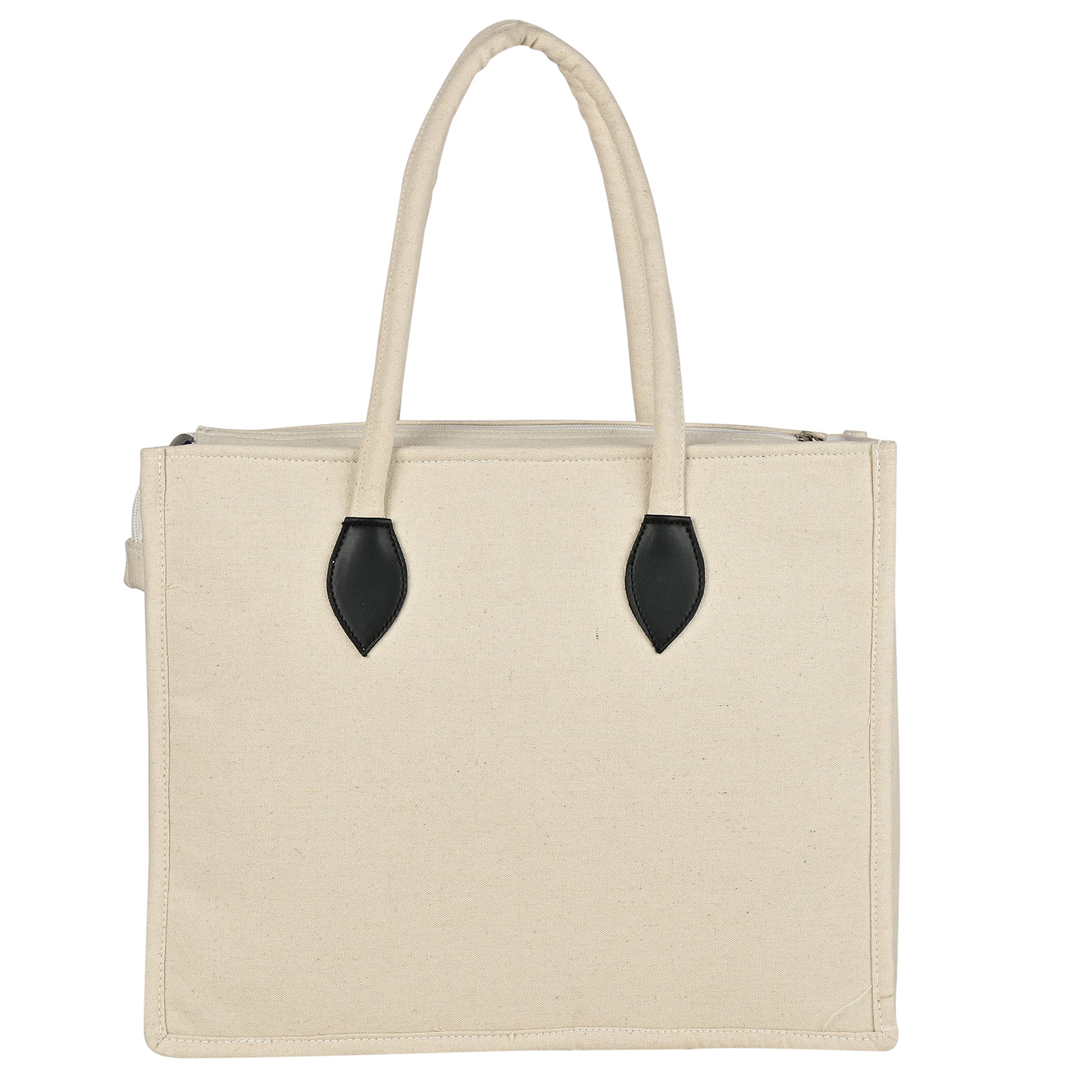 ENSAC Cotton Canvas Beige Tote bag for women & Girls